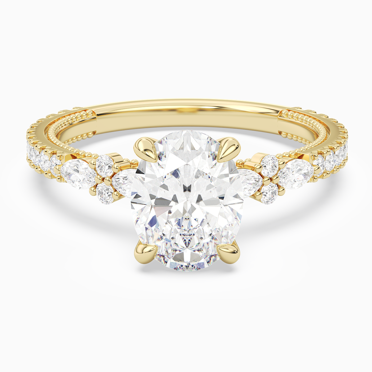 Oval Celestia Side Stone in 14K Yellow Gold main white