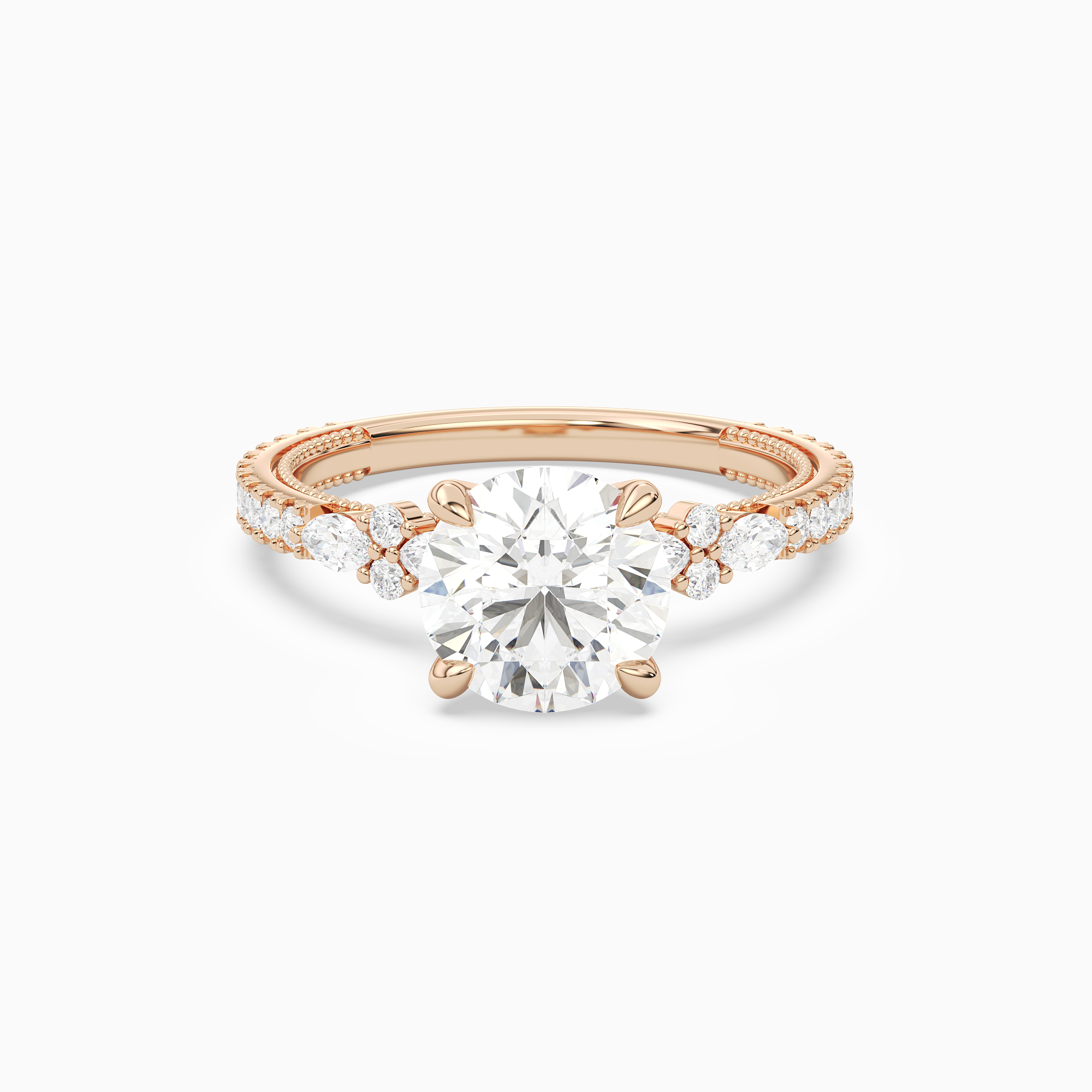 Round Celestia Side Stone in 14K Rose Gold main white