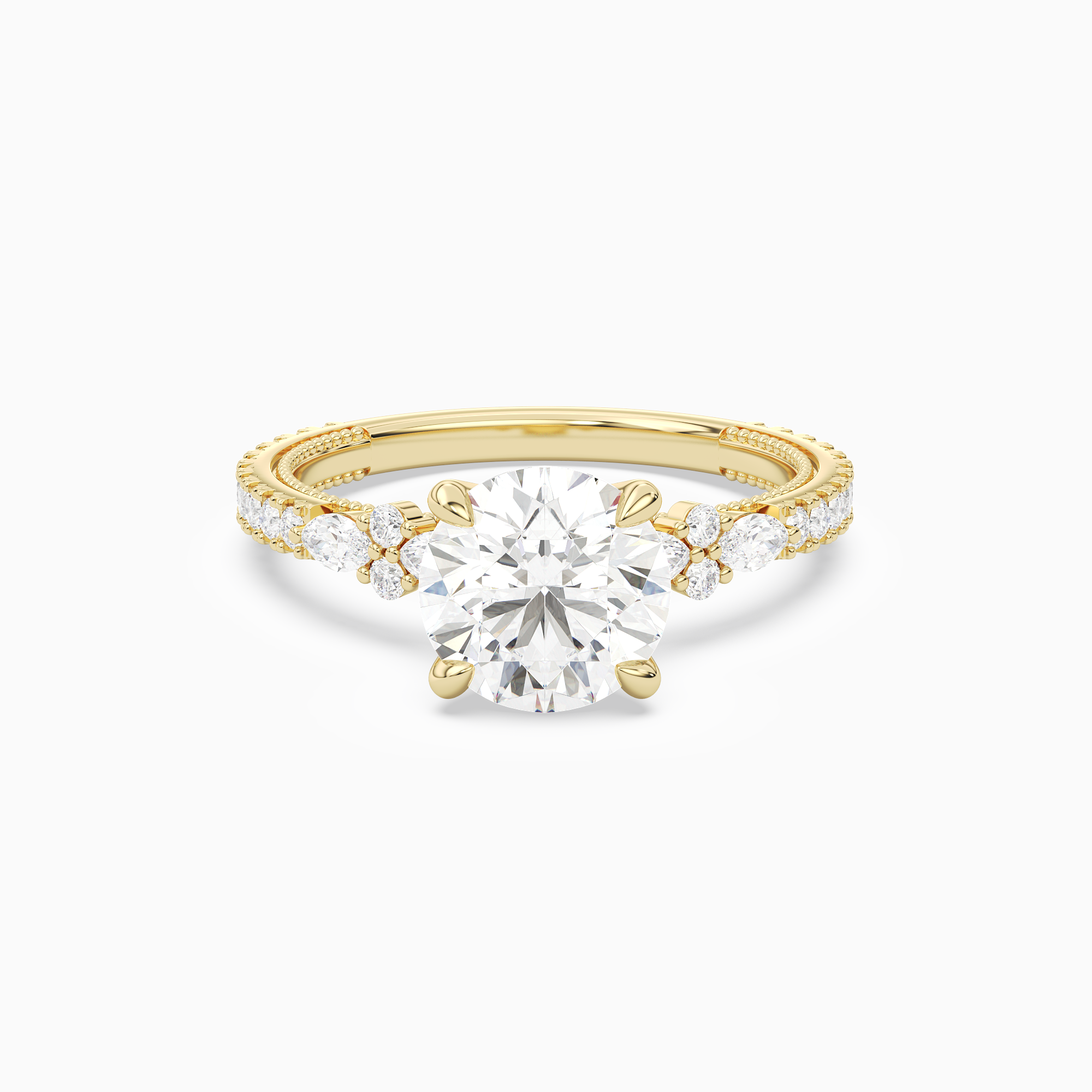 Round Celestia Side Stone in 14K Yellow Gold main white
