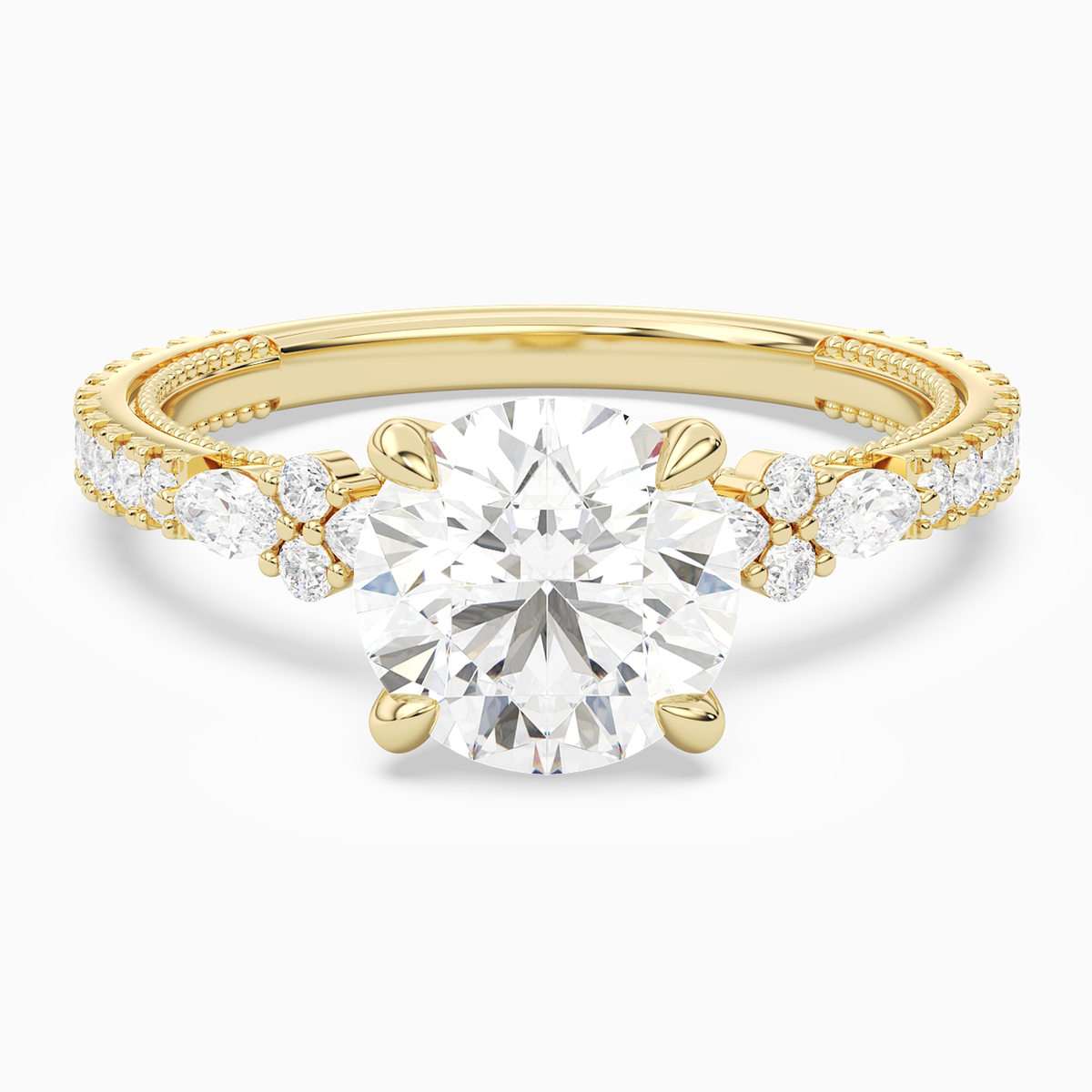 Round Celestia Side Stone in 18K Yellow Gold main white