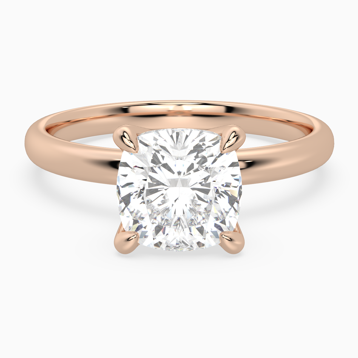 Cushion Petite Classic Solitaire in 14K Rose Gold main white