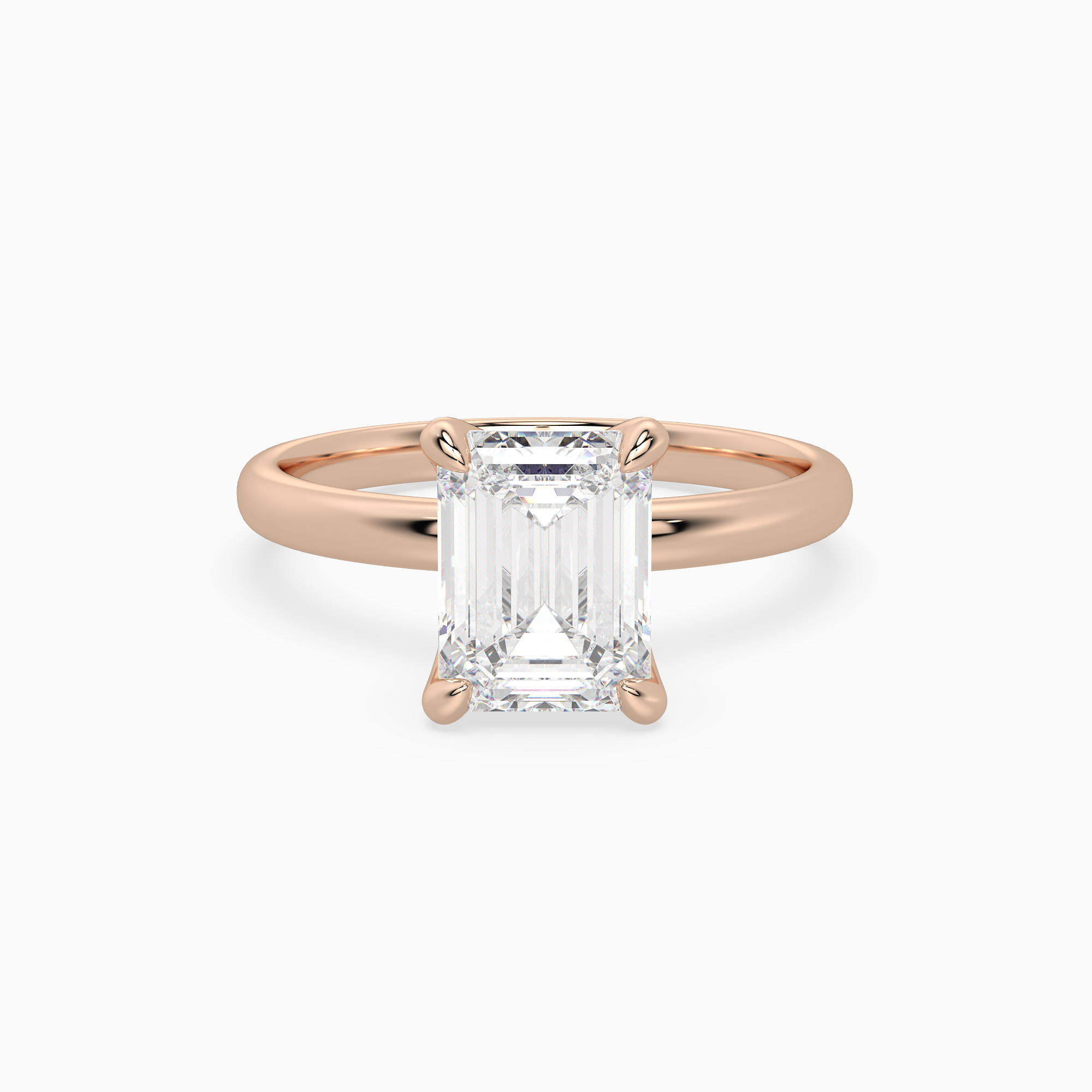 Emerald Petite Classic Solitaire in 14K Rose Gold main white