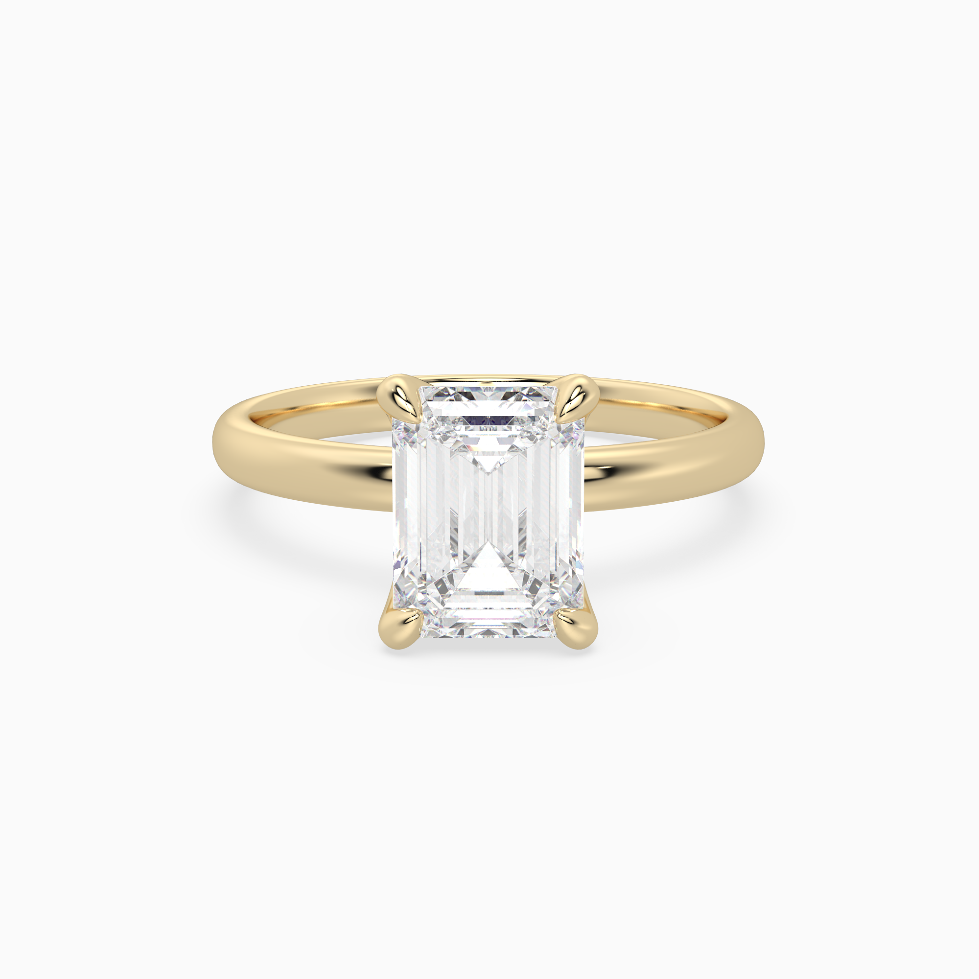 Emerald Petite Classic Solitaire in 14K Yellow Gold main white