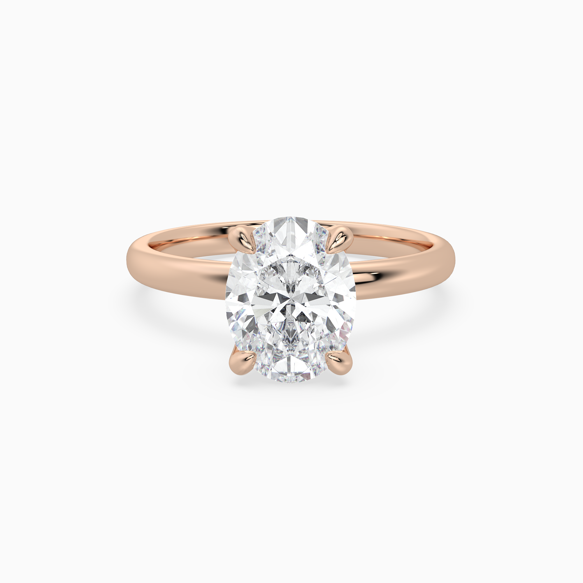 Oval Petite Classic Solitaire in 14K Rose Gold main white