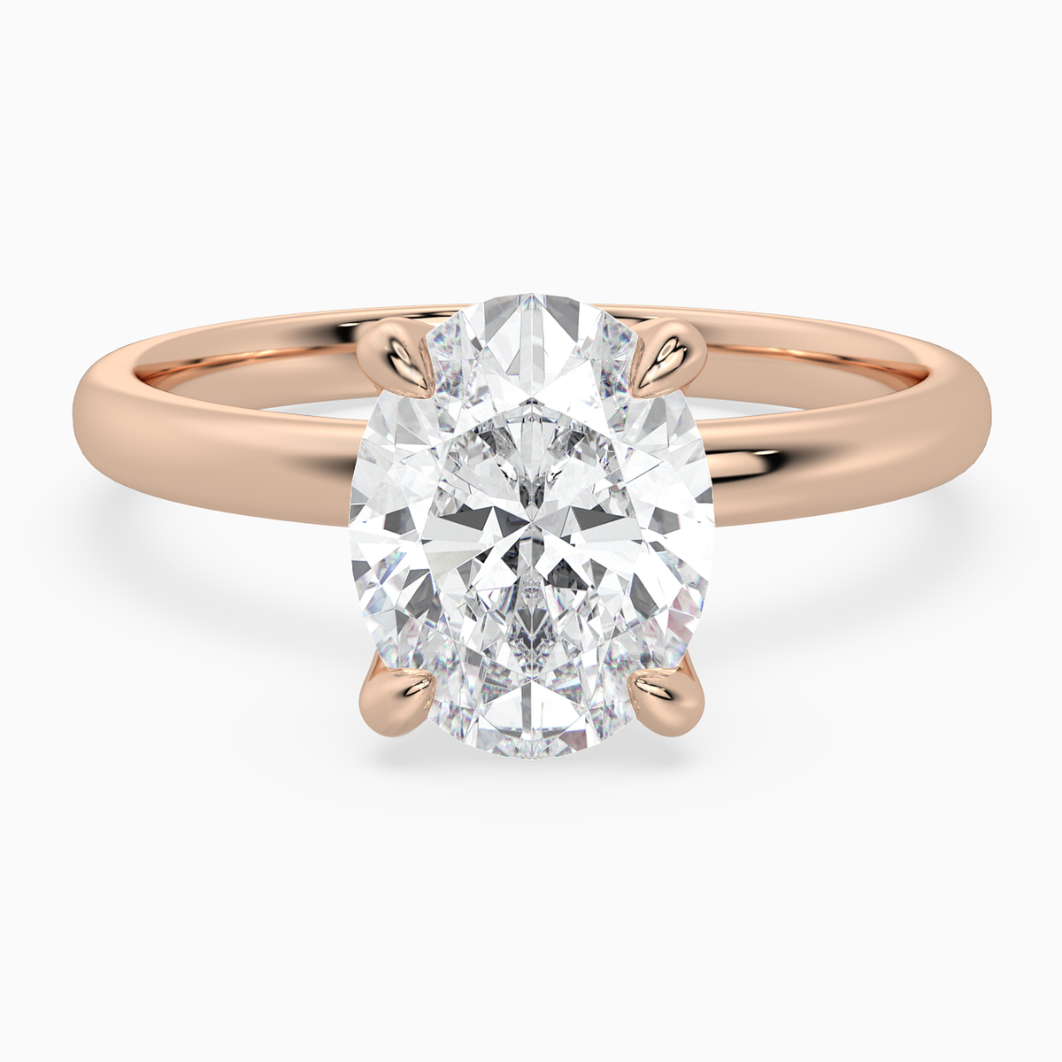 Oval Petite Classic Solitaire in 14K Rose Gold main white