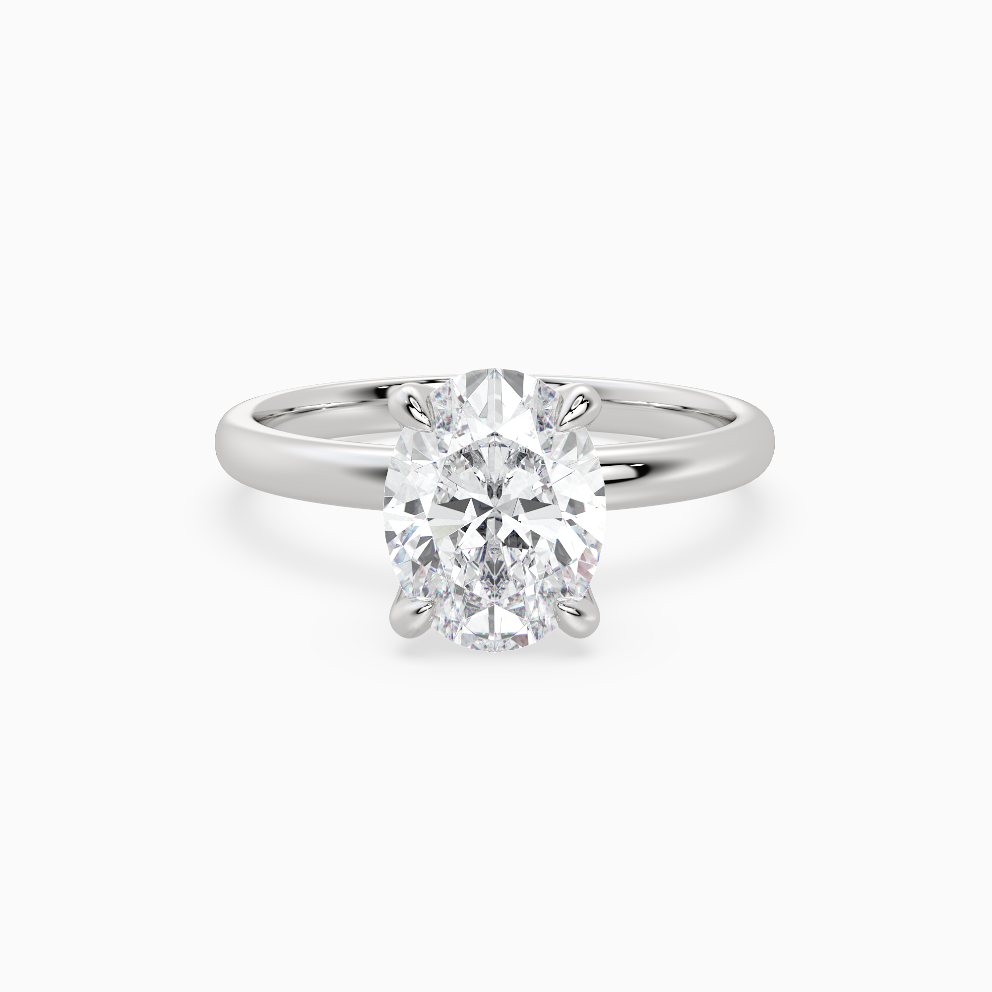 Oval Petite Classic Solitaire in 18K White Gold main white