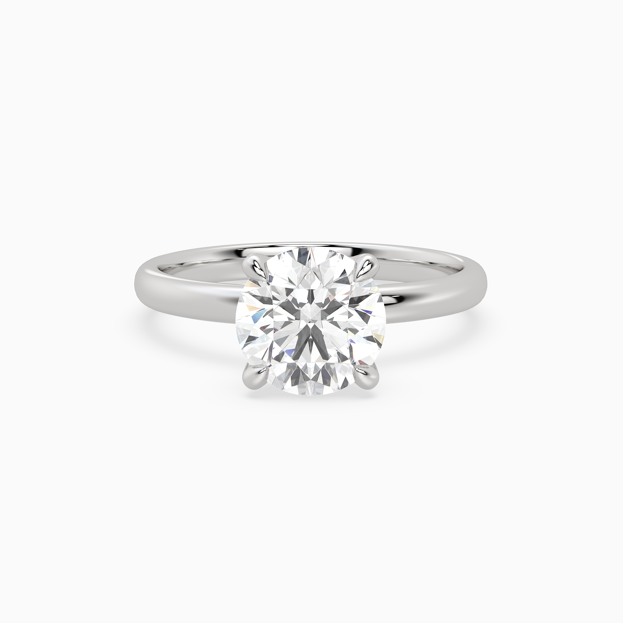 Round Petite Classic Solitaire in 14K White Gold main white