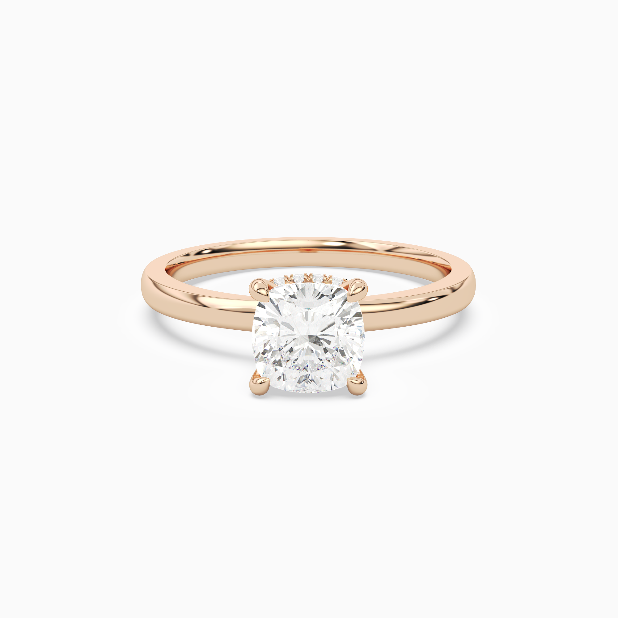 Cushion Hidden Halo Crown Clean in 14K Rose Gold main white