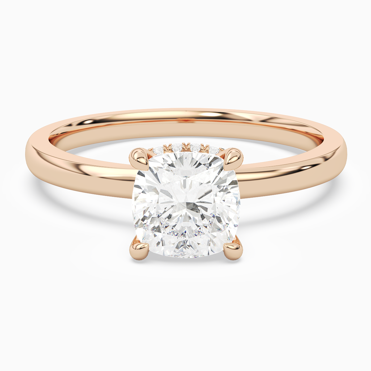Cushion Hidden Halo Crown Clean in 14K Rose Gold main white