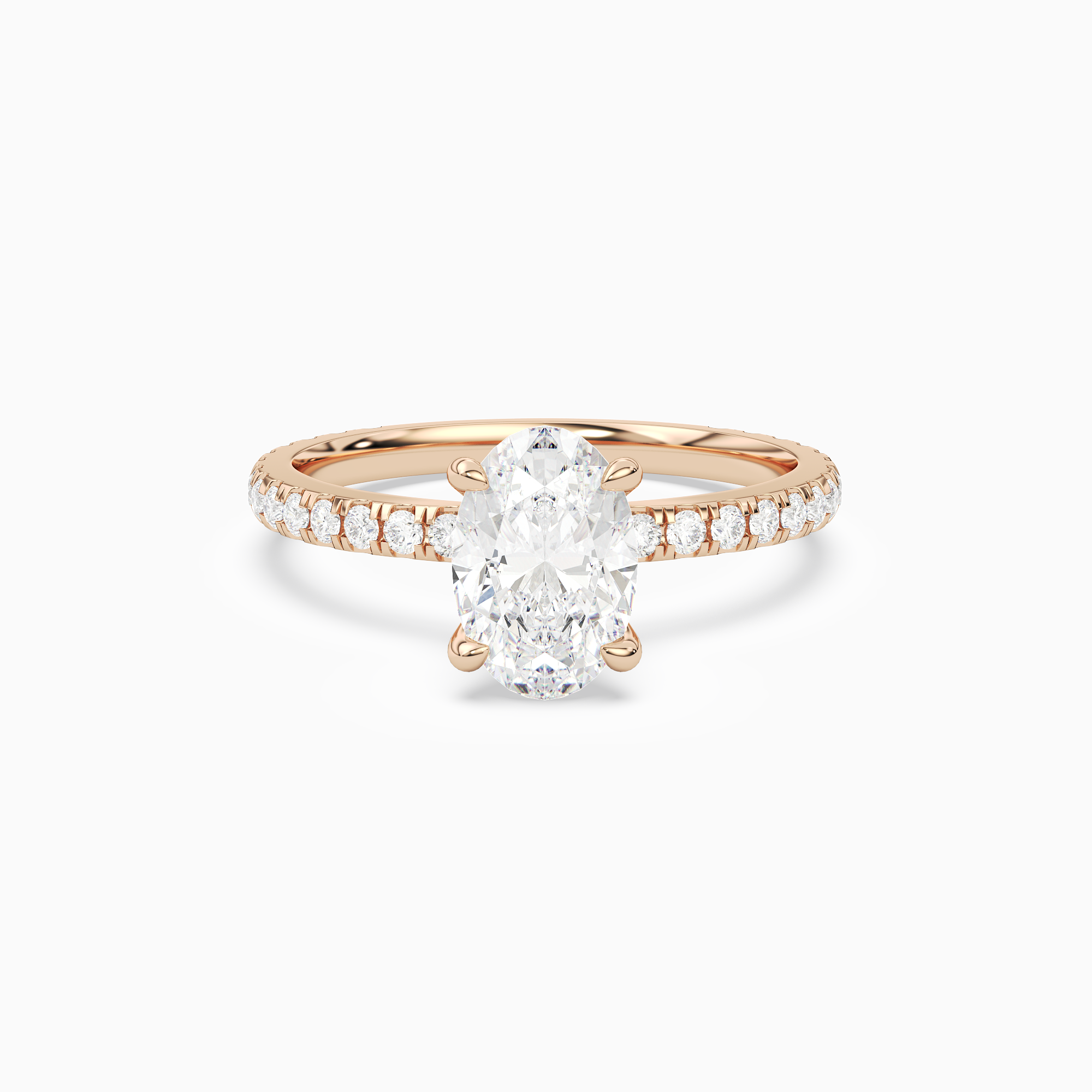 Oval Hidden Halo Crown Pavé in 14K Rose Gold main white