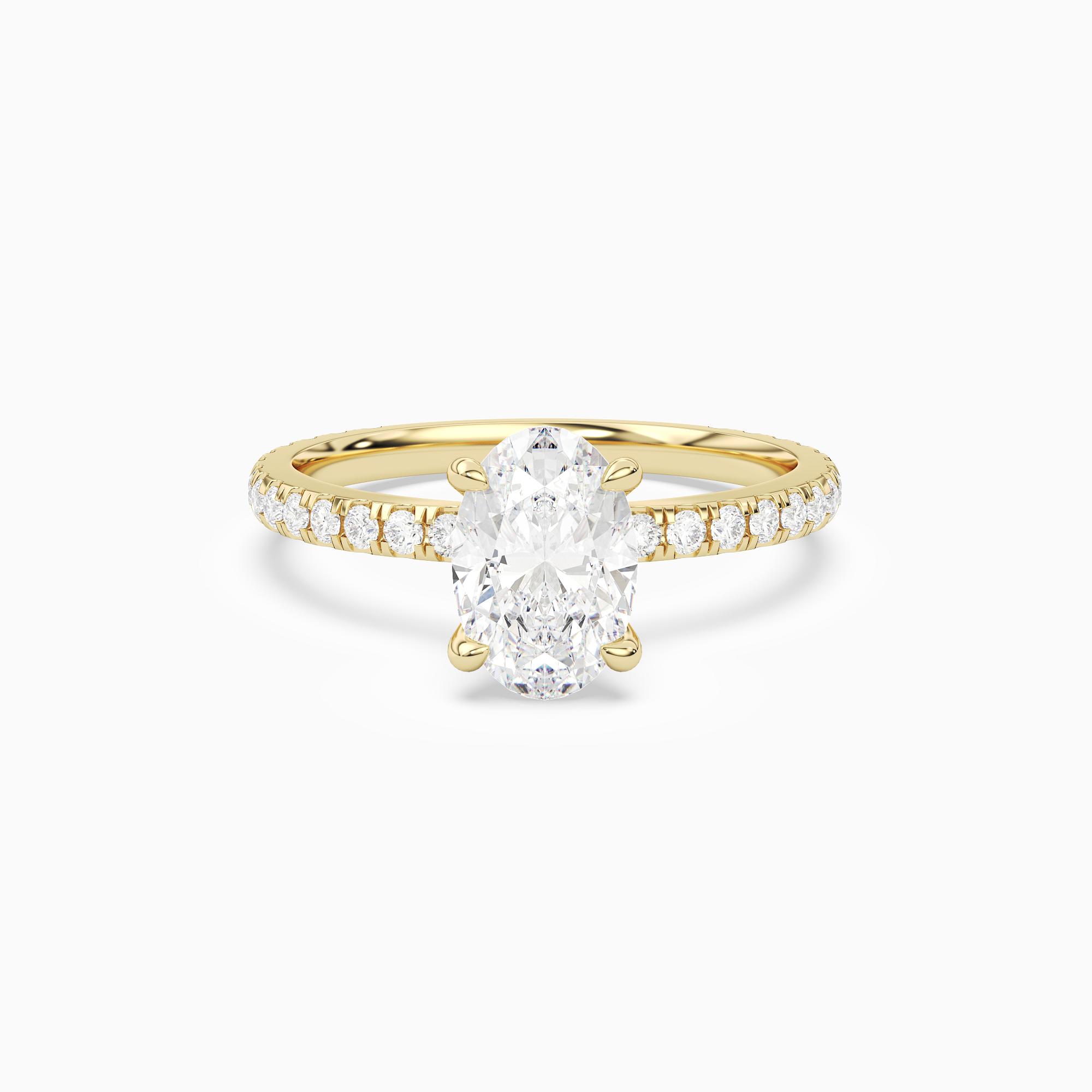 Oval Hidden Halo Crown Pavé in 14K Yellow Gold main white