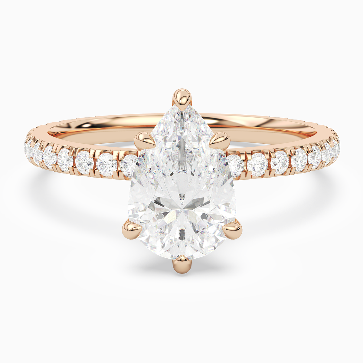 Pear Hidden Halo Crown Pavé in 14K Rose Gold main white