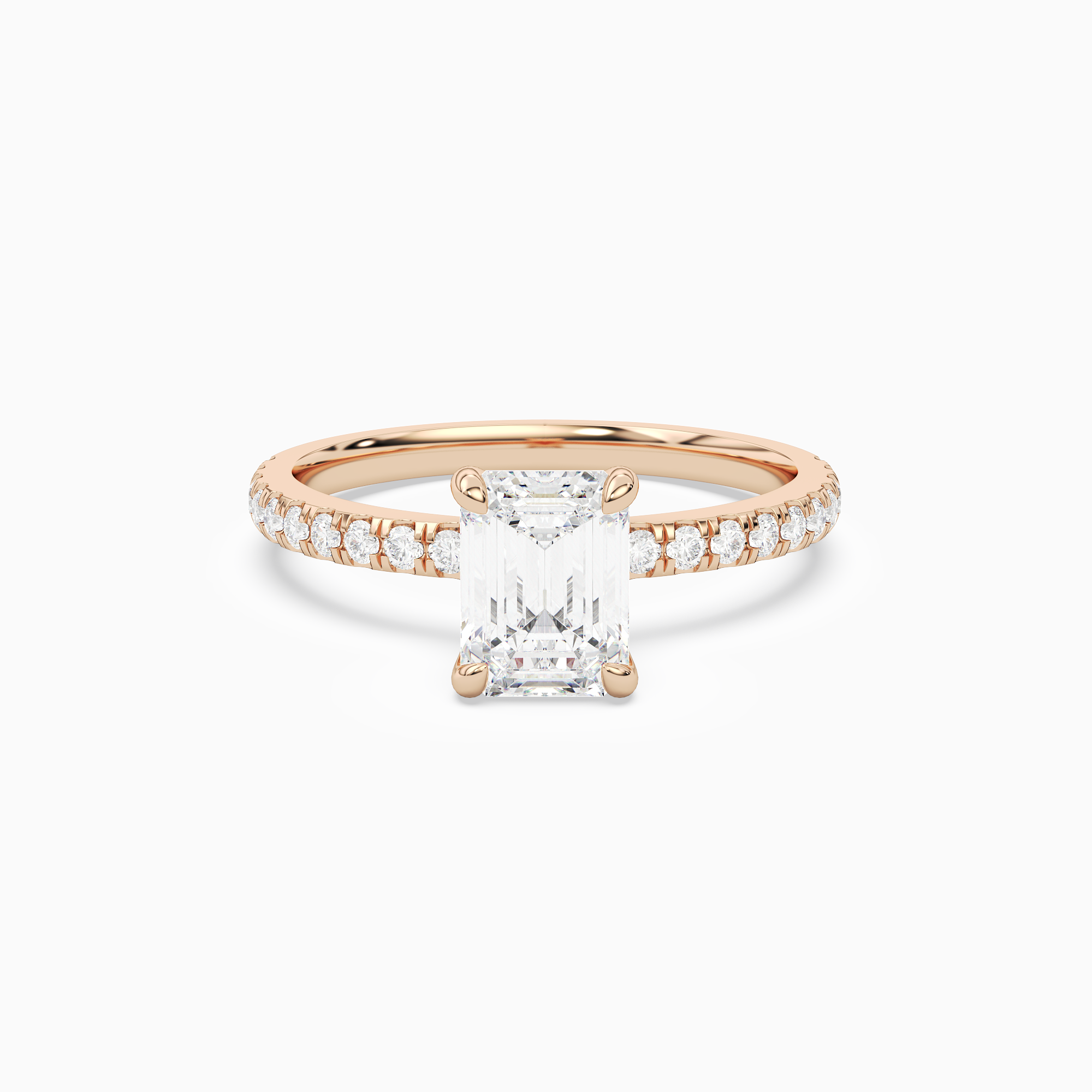 Emerald Hidden Halo Crown Petite Pavé in 14K Rose Gold main white