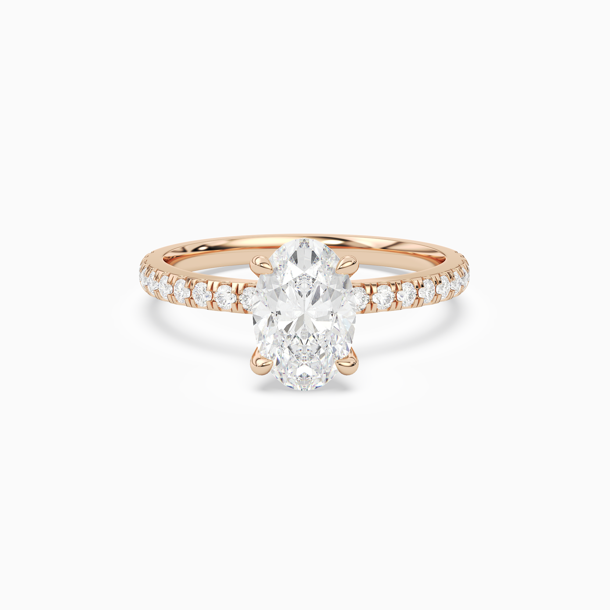 Oval Hidden Halo Crown Petite Pavé in 14K Rose Gold main white