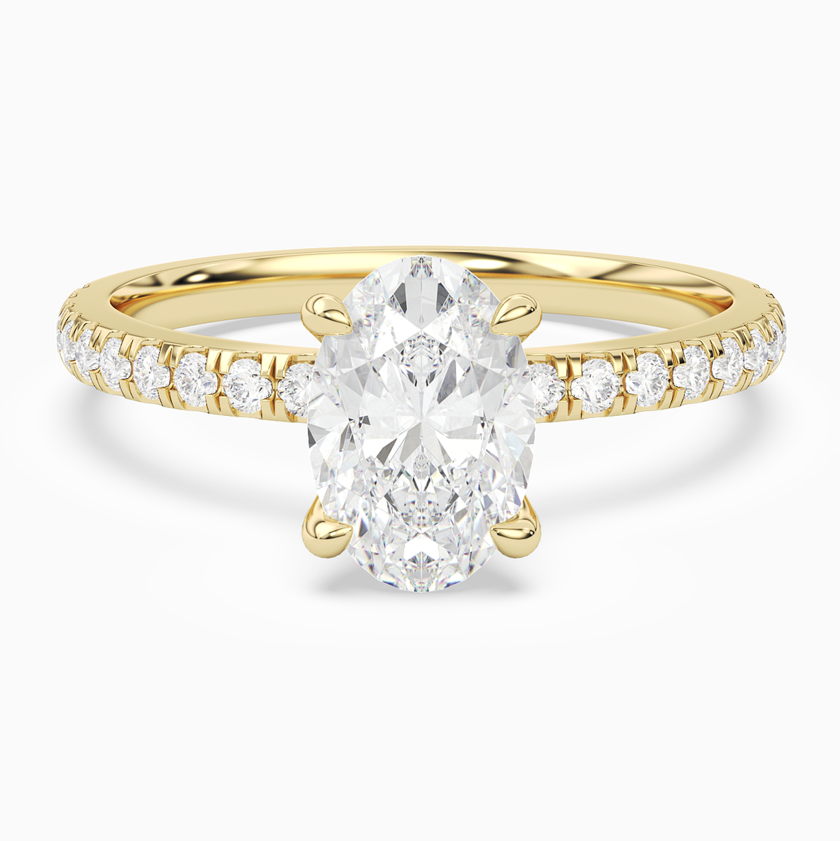 Oval Hidden Halo Crown Petite Pavé in 18K Yellow Gold main white