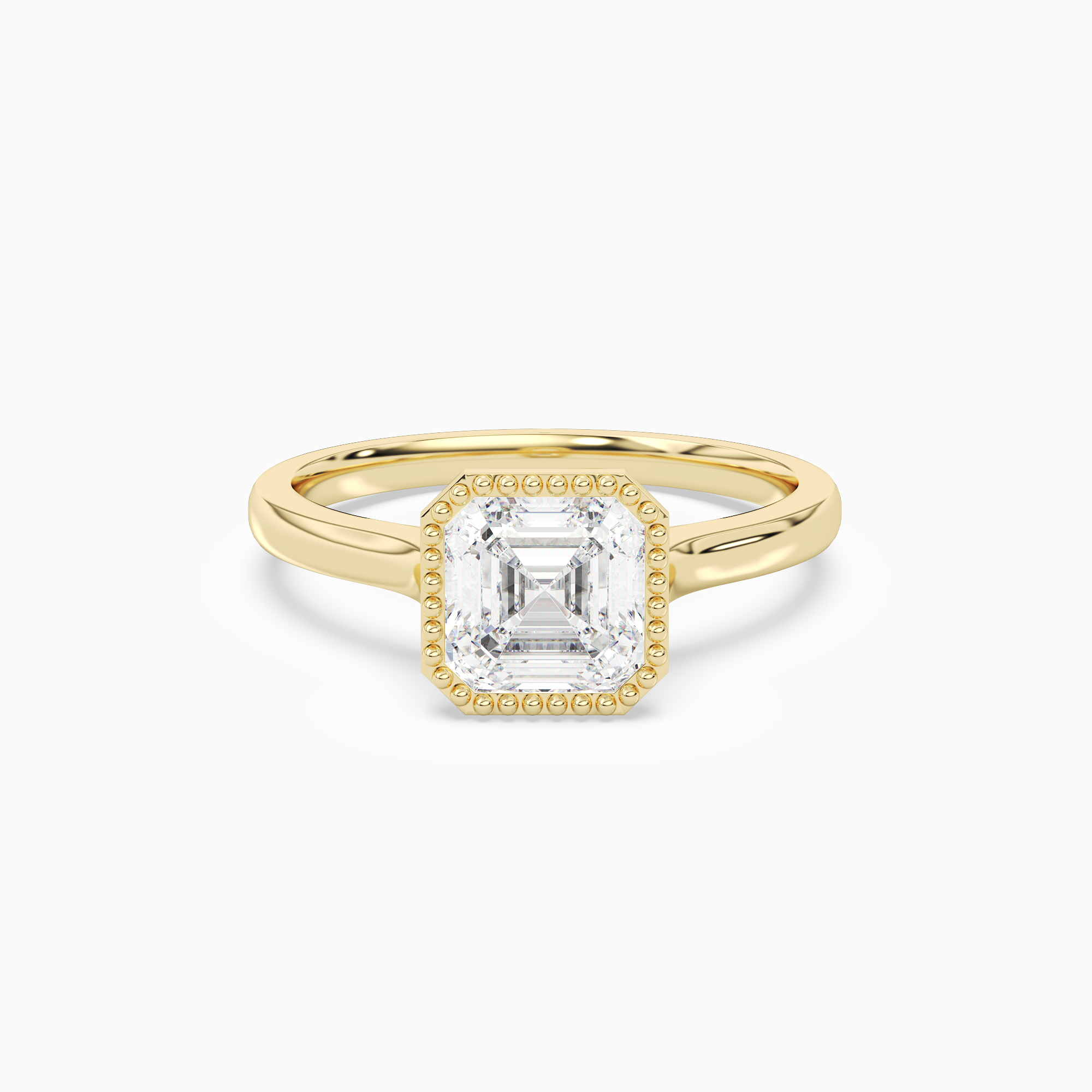 Asscher Milgrain Bezel Solitaire in 14K Yellow Gold main white