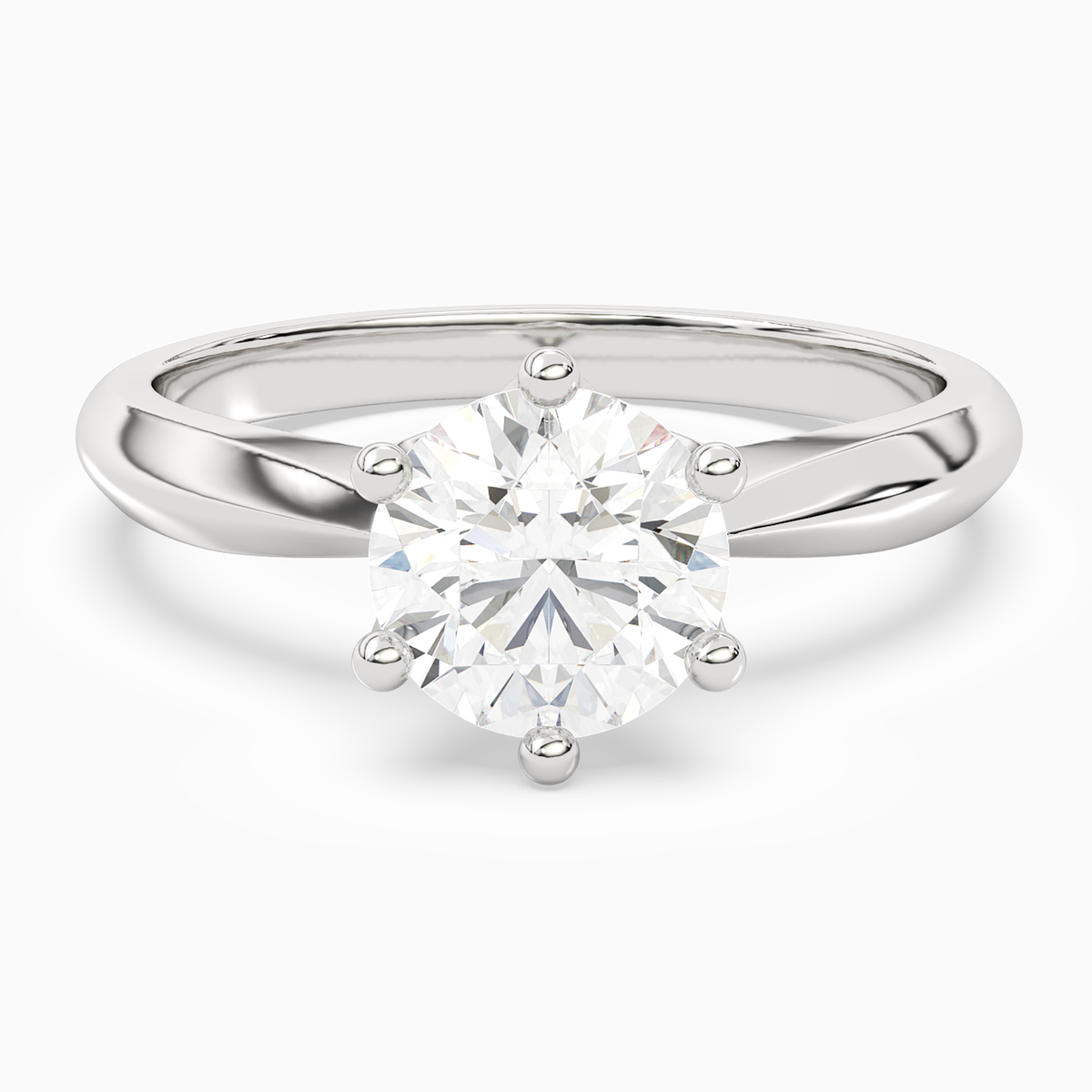 Round Classic Knife-Edge Solitaire in 14K White Gold main white
