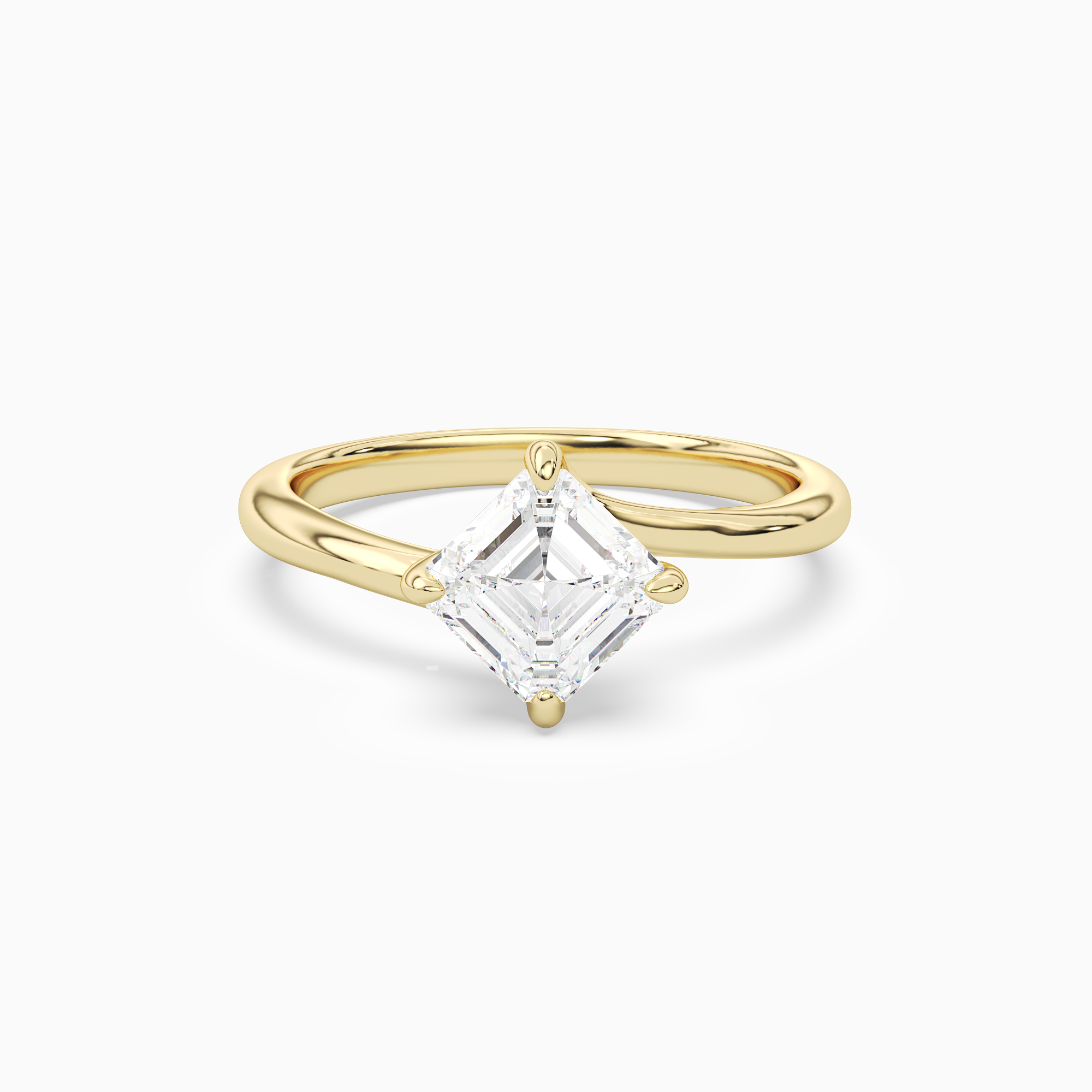 Asscher Bypass Solitaire in 14K Yellow Gold main white