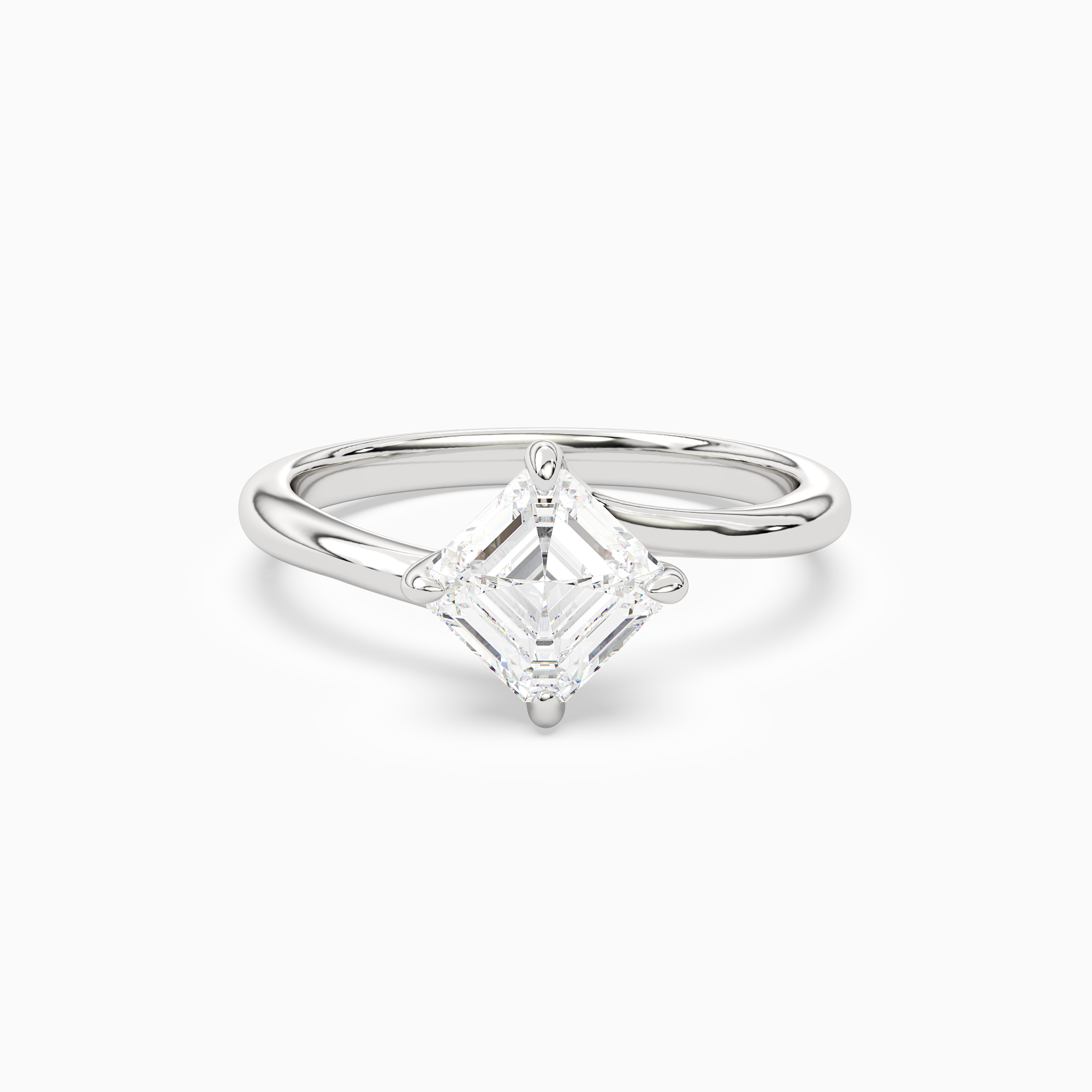 Asscher Bypass Solitaire in Platinum main white