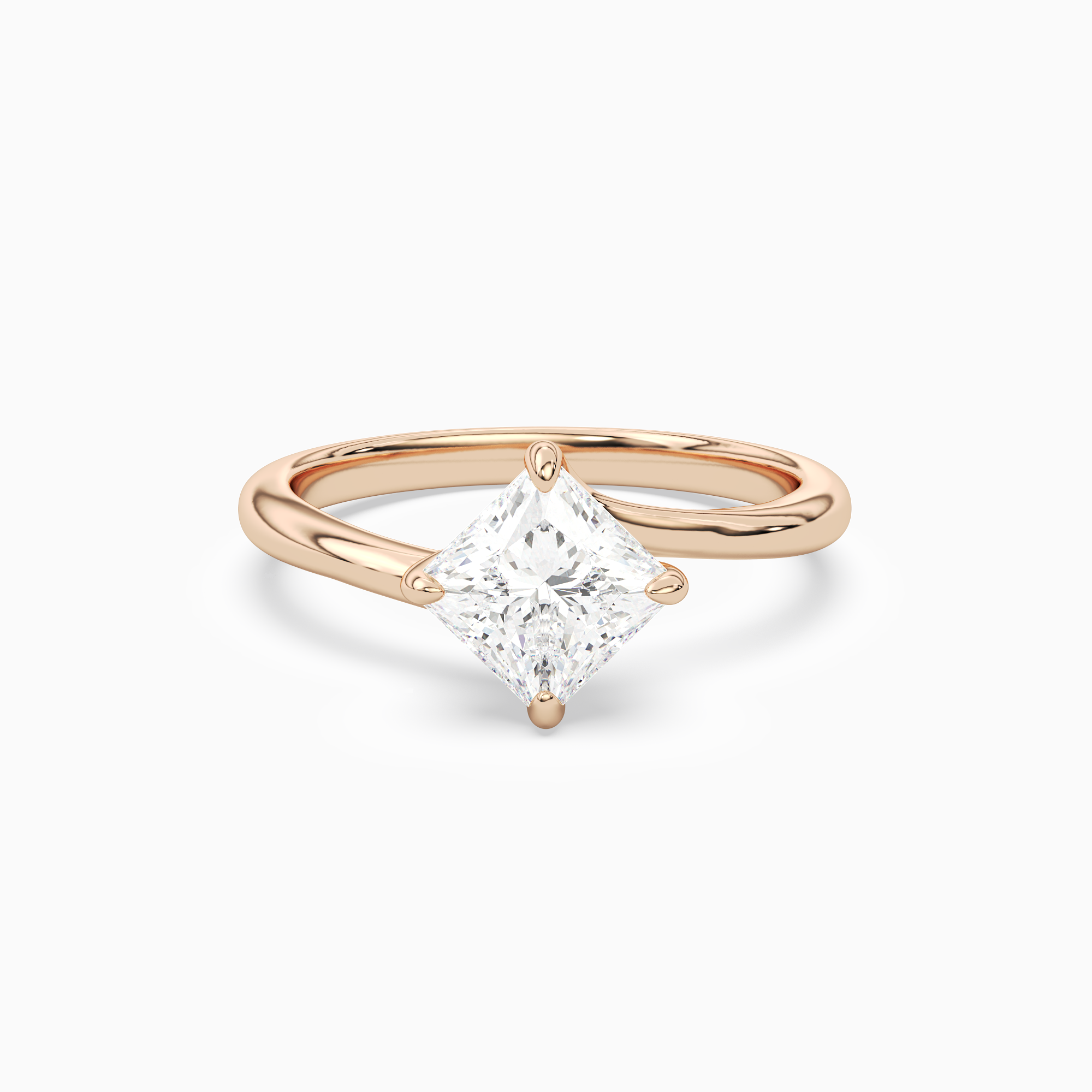 Princess Bypass Solitaire in 14K Rose Gold main white