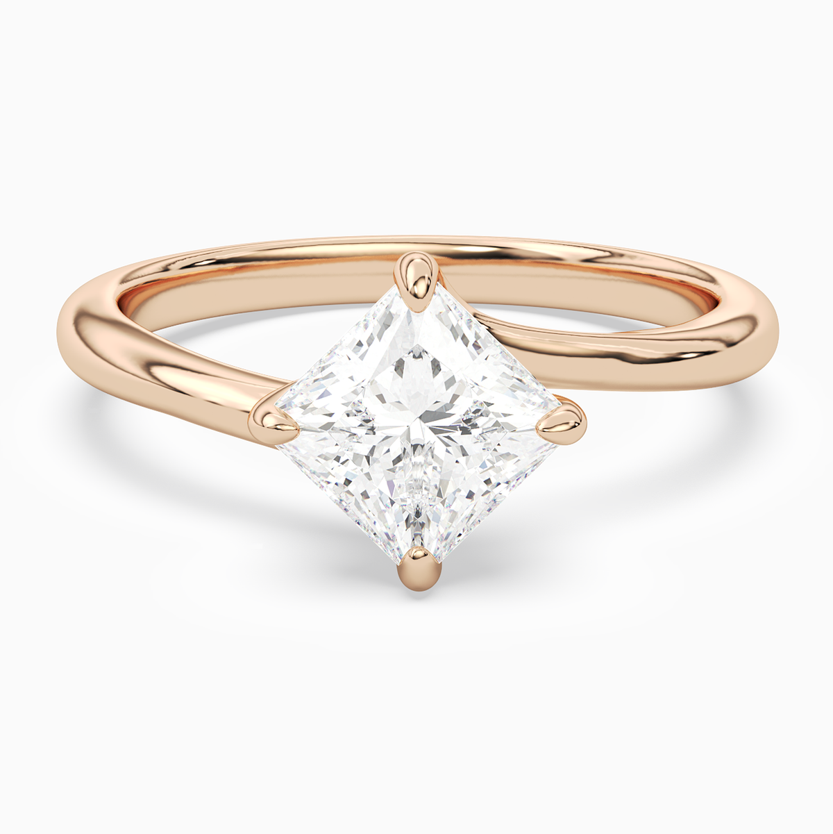 Princess Bypass Solitaire in 14K Rose Gold main white