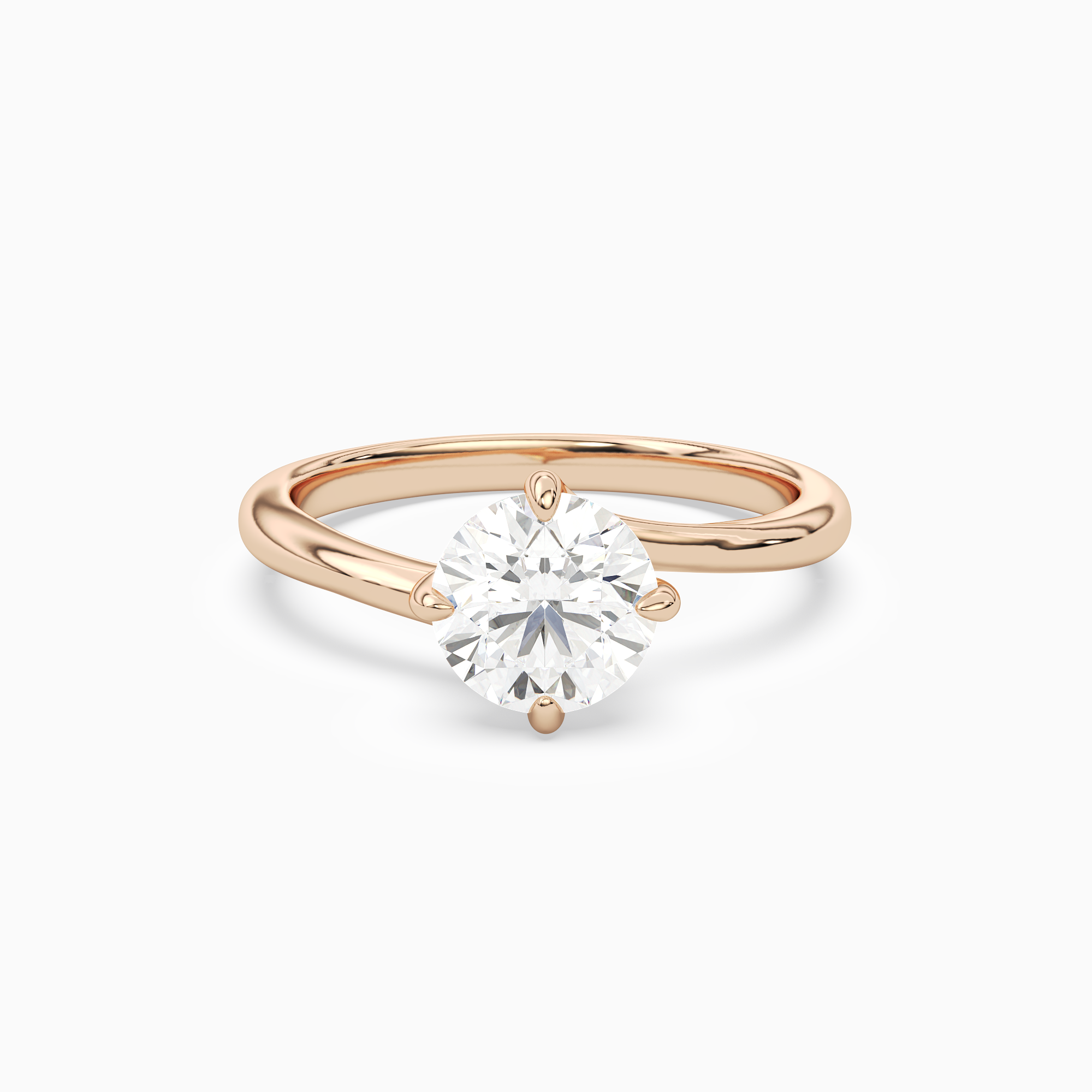 Round Bypass Solitaire in 14K Rose Gold main white