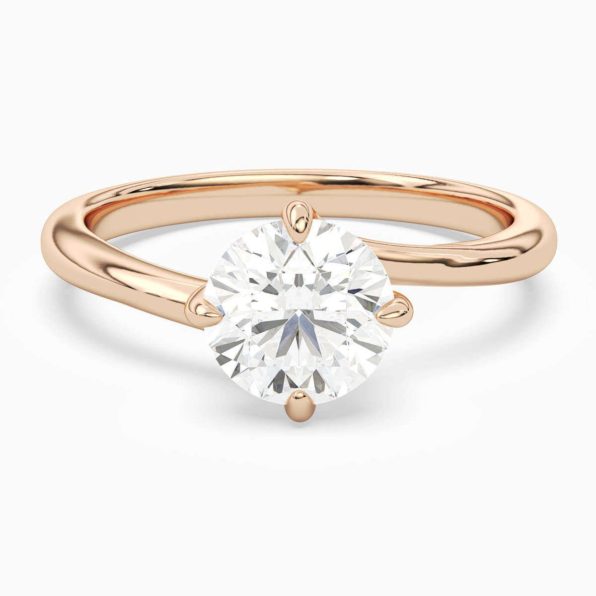Round Bypass Solitaire in 14K Rose Gold main white