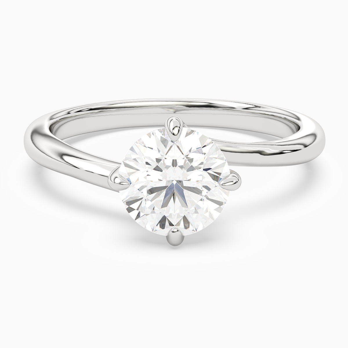 Round Bypass Solitaire in 14K White Gold main white