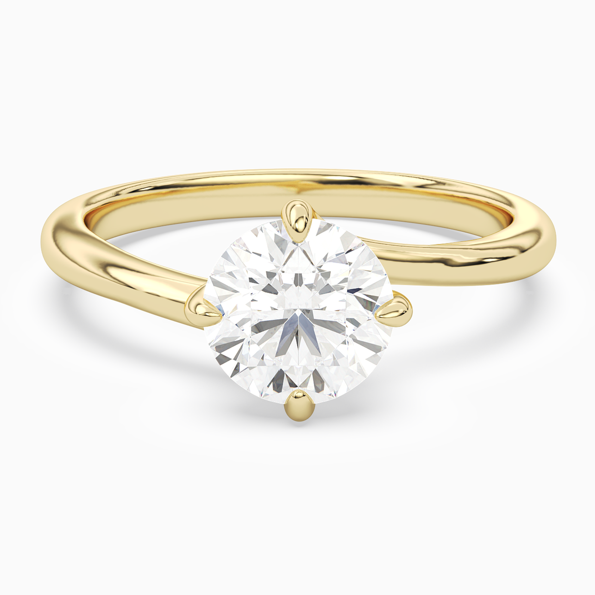 Round Bypass Solitaire in 18K Yellow Gold main white