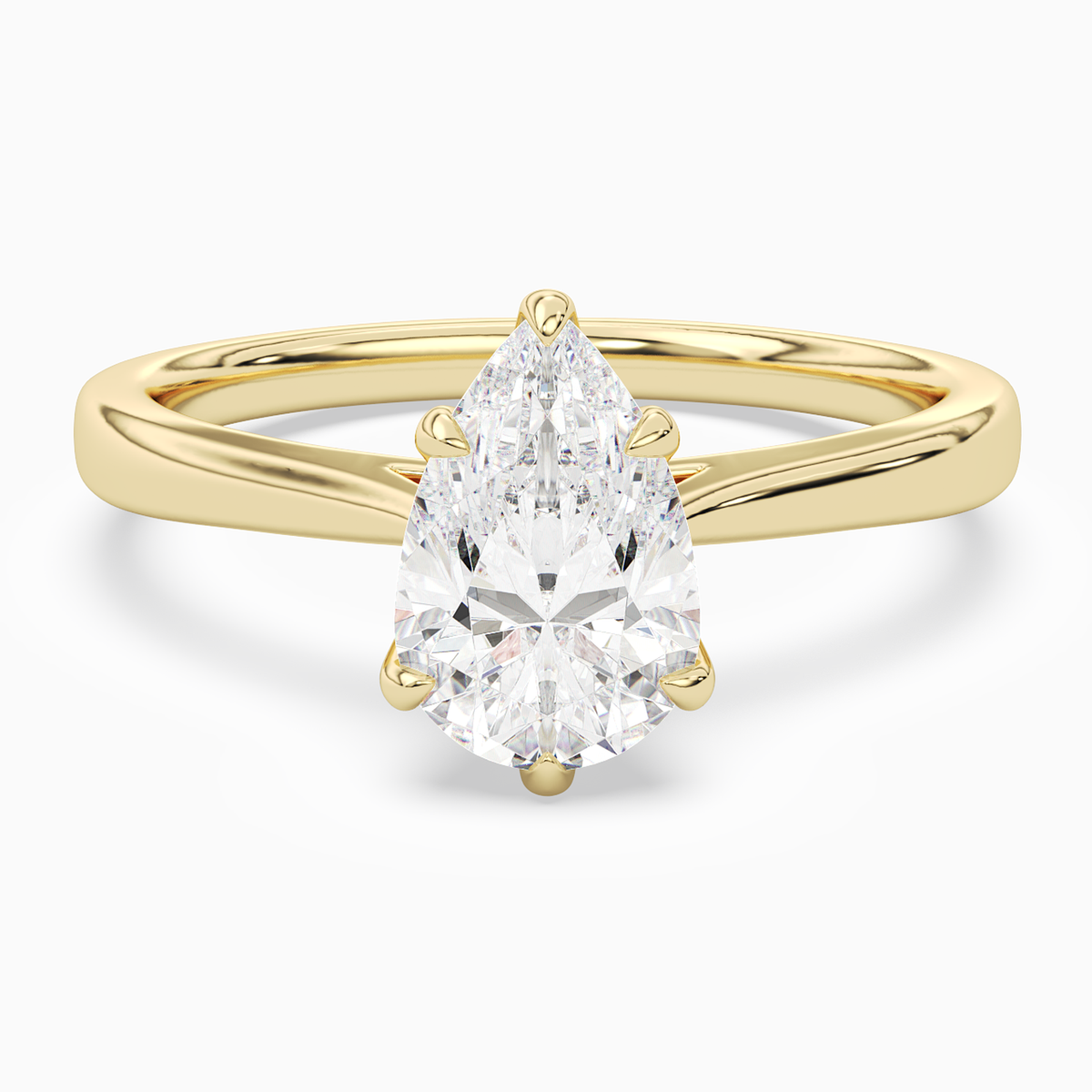 Pear Tapered Solitaire in 14K Yellow Gold main white