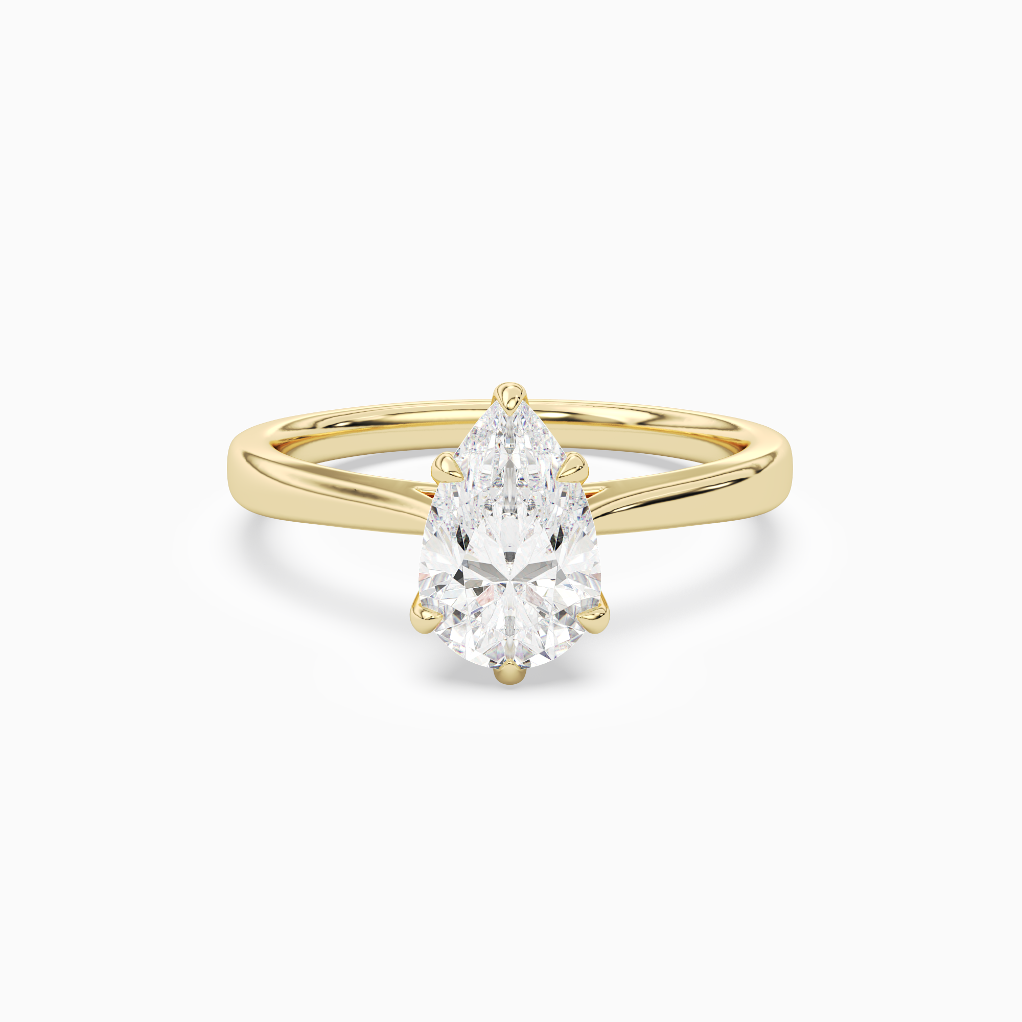 Pear Tapered Solitaire in 18K Yellow Gold main white