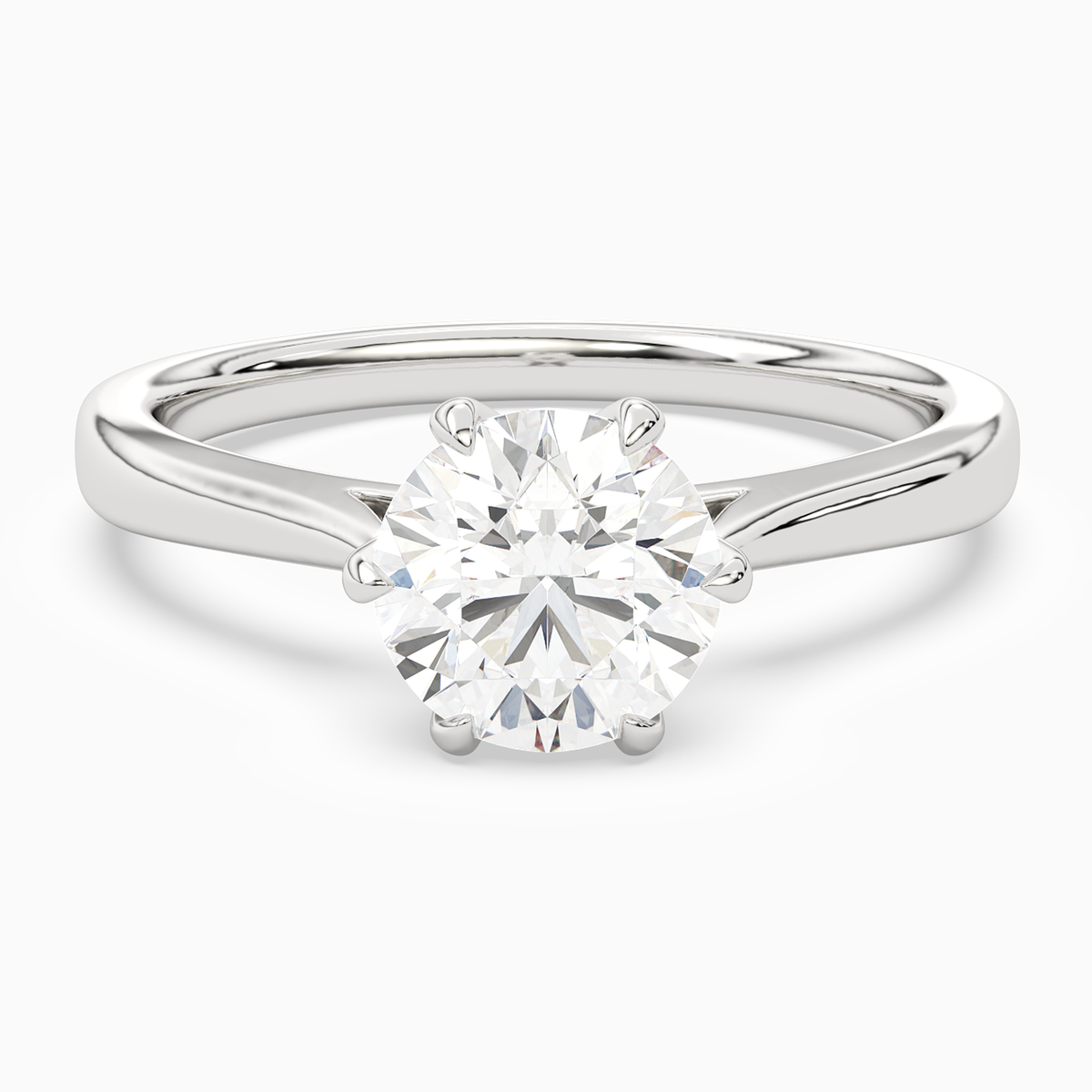 Round Tapered Solitaire in 14K White Gold main white