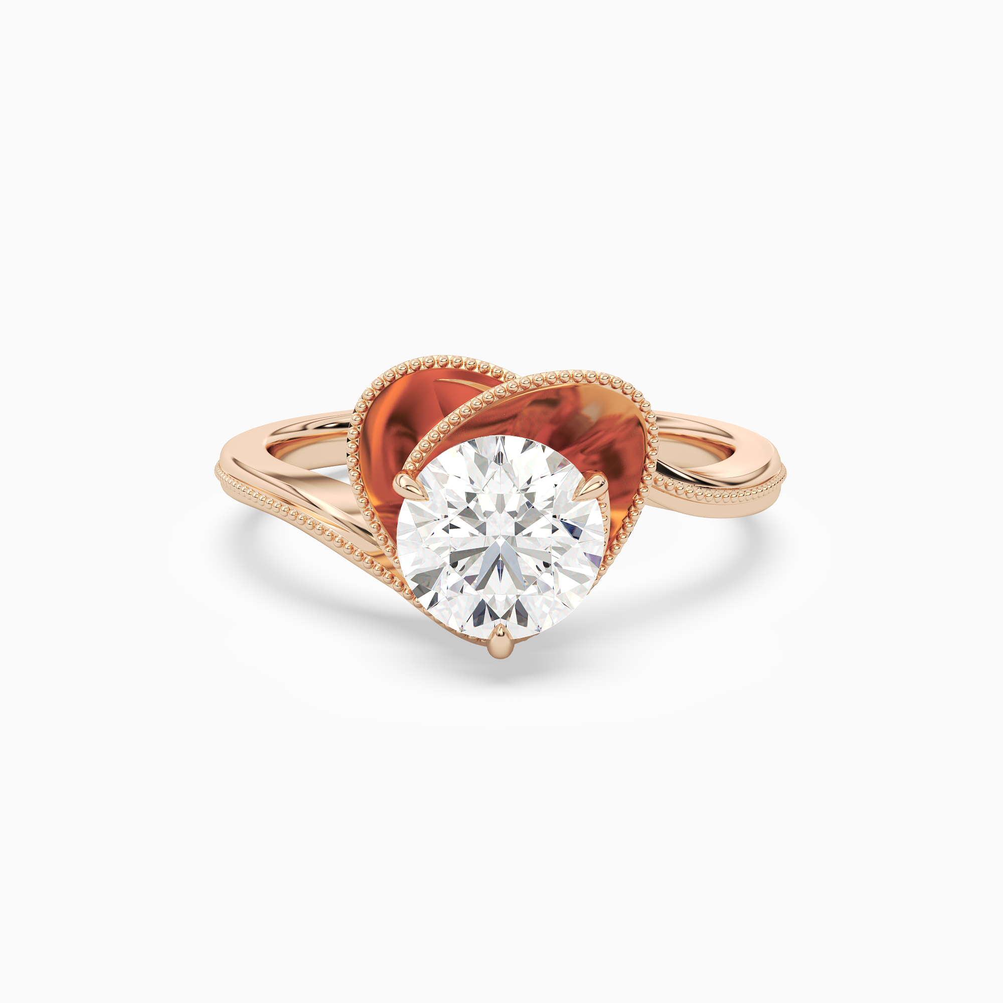 Round Natural-Inspired Crossover Solitaire in 14K Rose Gold main white