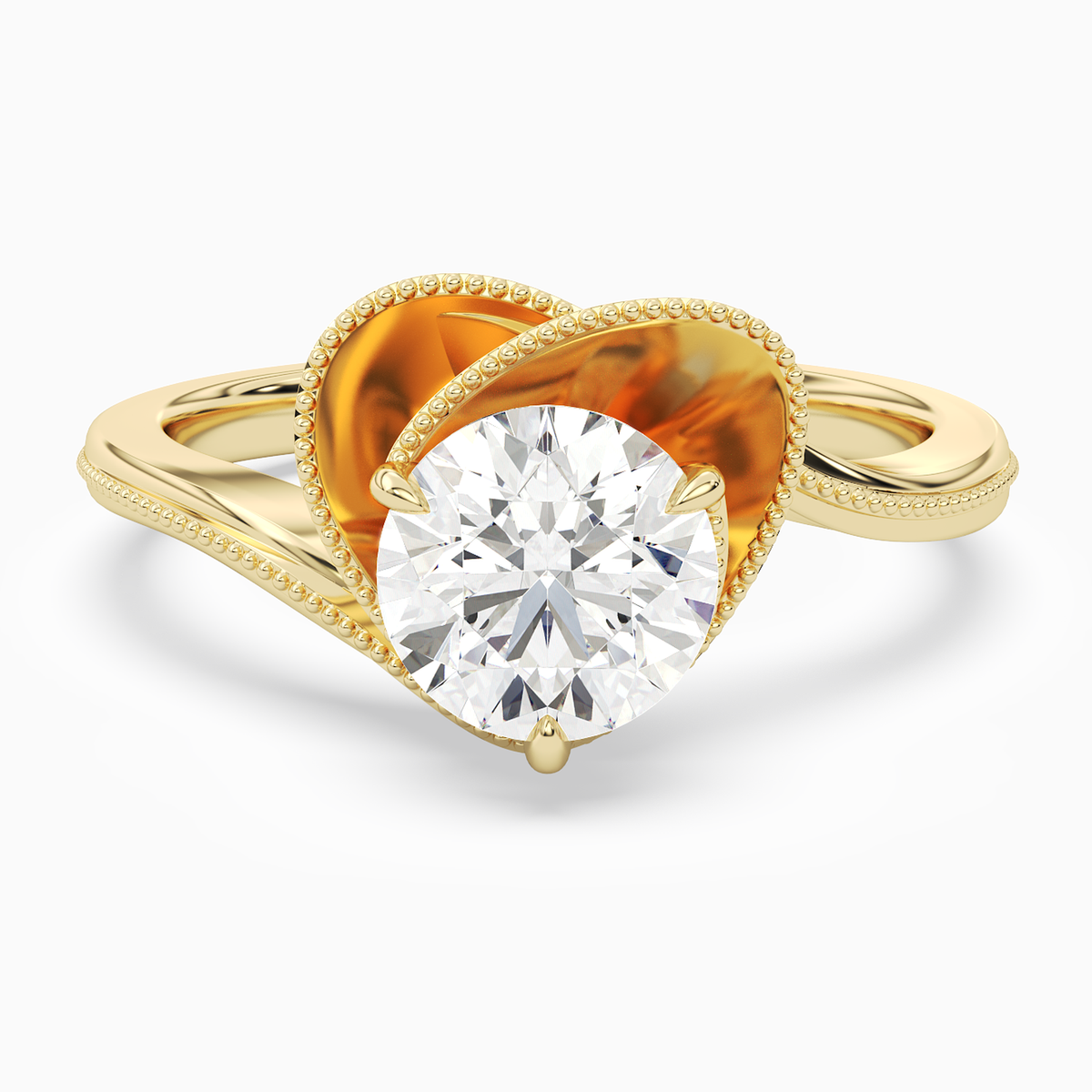Round Natural-Inspired Crossover Solitaire in 18K Yellow Gold main white