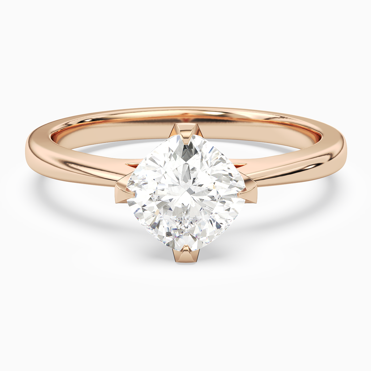 Cushion Petal Head Solitaire in 14K Rose Gold main white