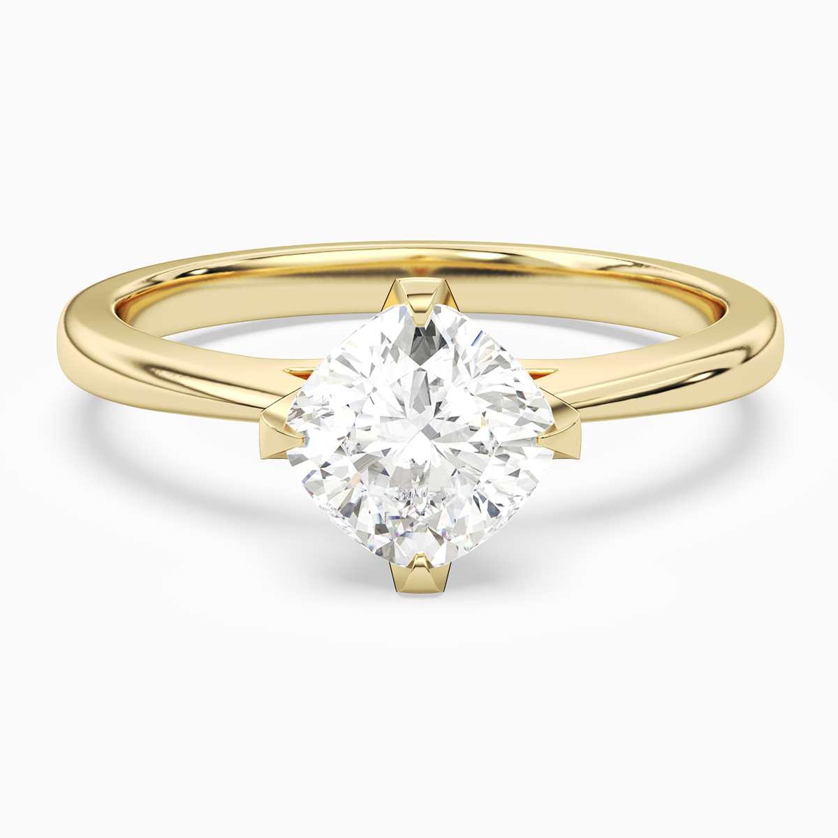 Cushion Petal Head Solitaire in 14K Yellow Gold main white