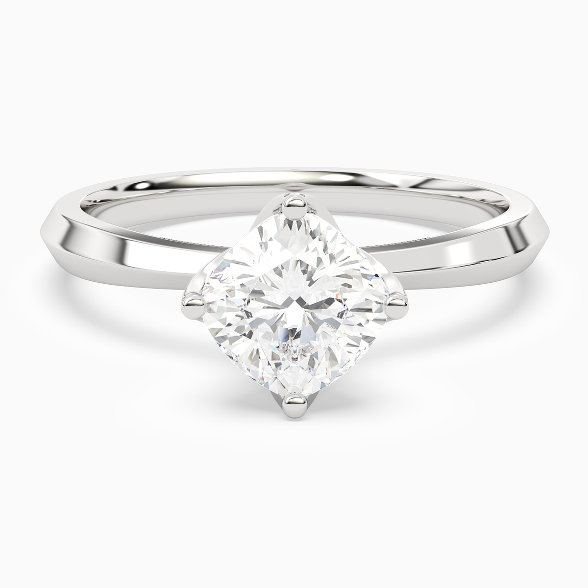 Cushion Solitaire in 14K White Gold main white