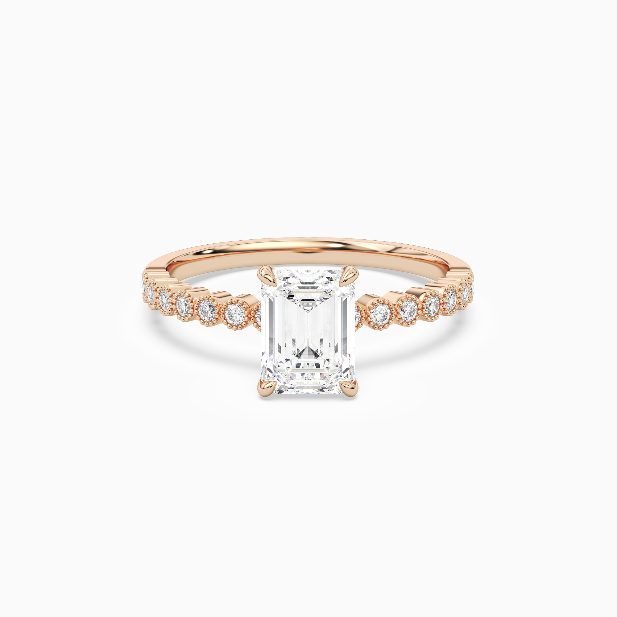 Emerald Accent Shoulder Solitaire in 14K Rose Gold main white