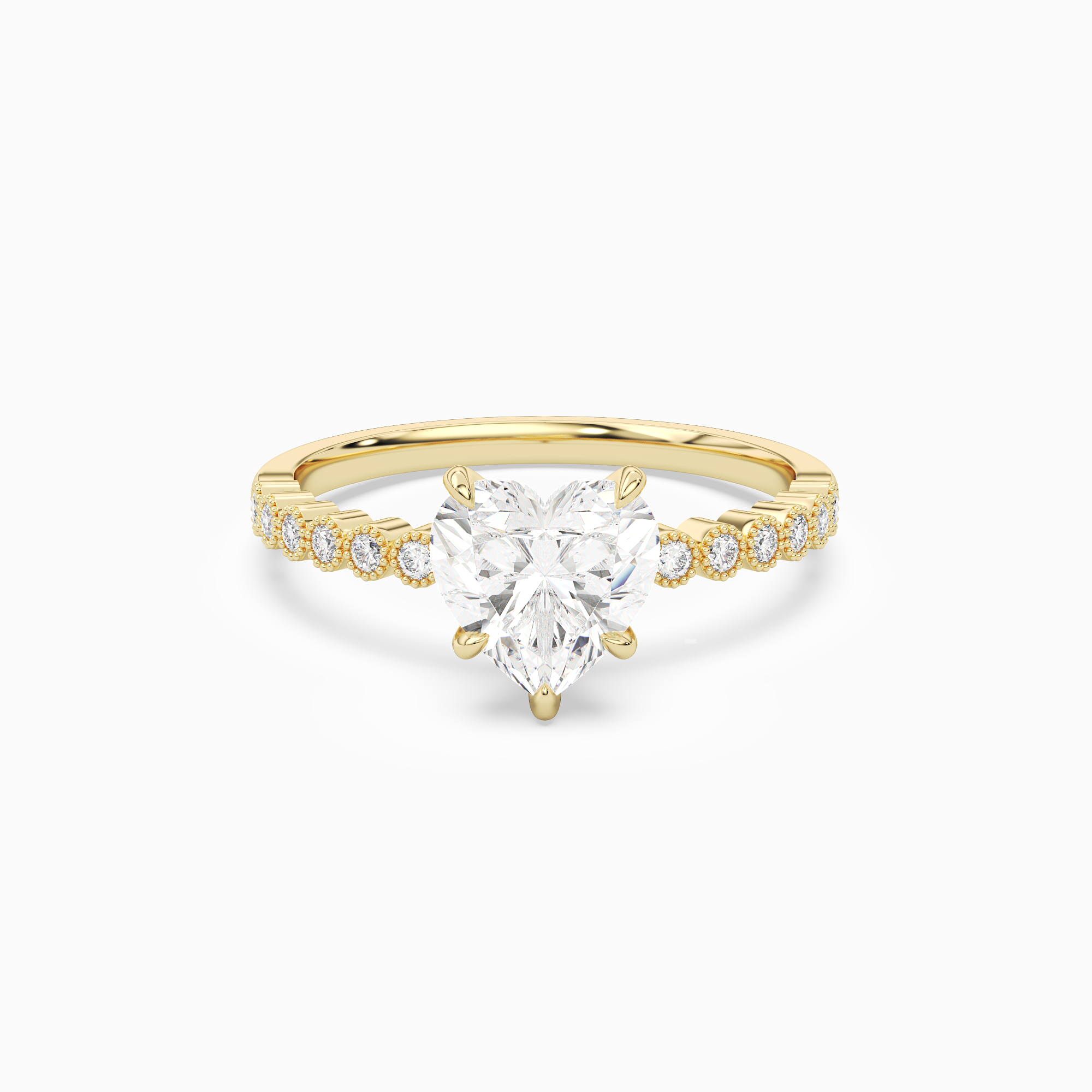 Heart Accent Shoulder Solitaire in 18K Yellow Gold main white