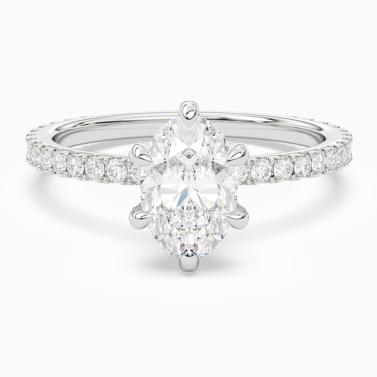 Oval Hidden Halo Accent Six-Prong Pavé in 14K White Gold main white