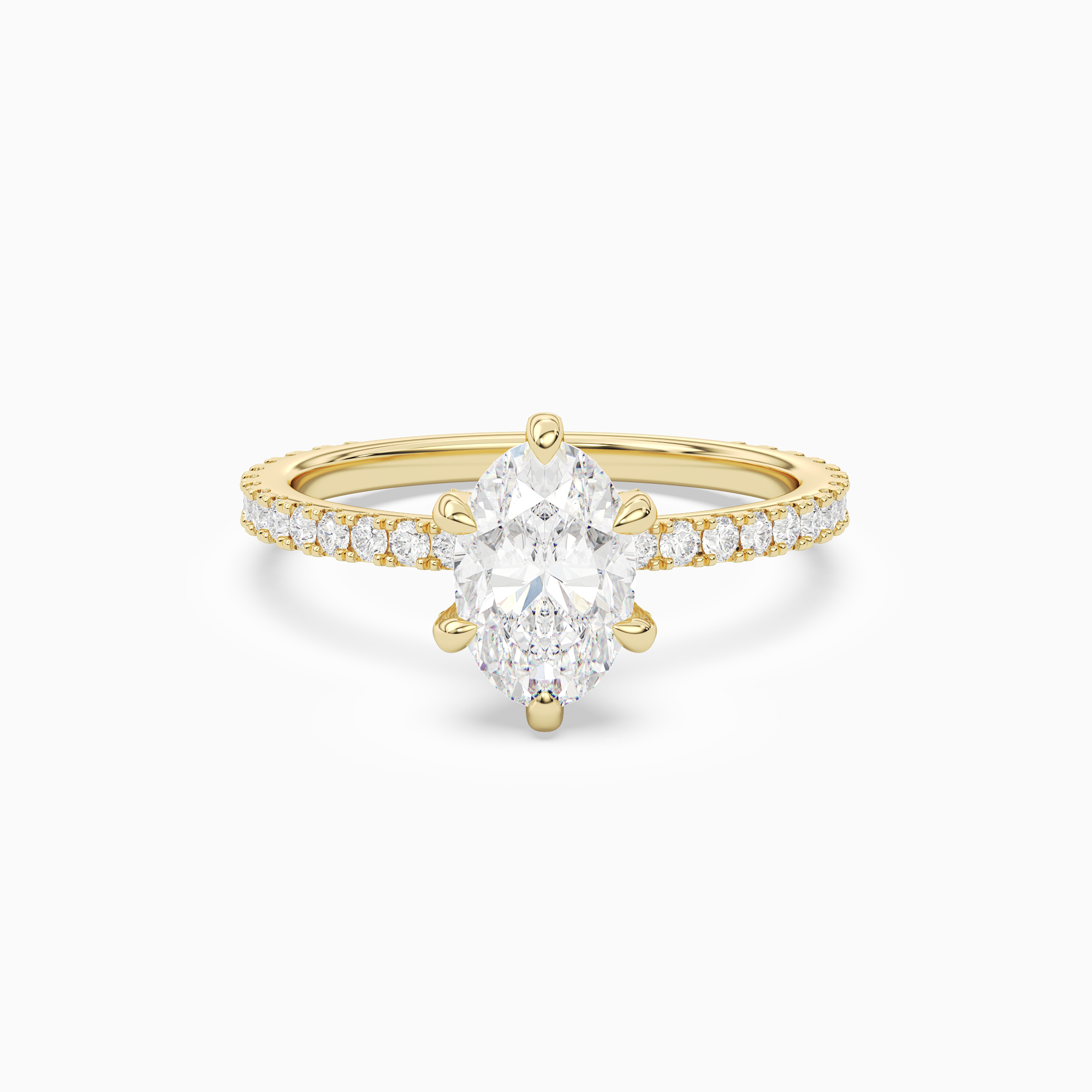 Oval Hidden Halo Accent Six-Prong Pavé in 18K Yellow Gold main white