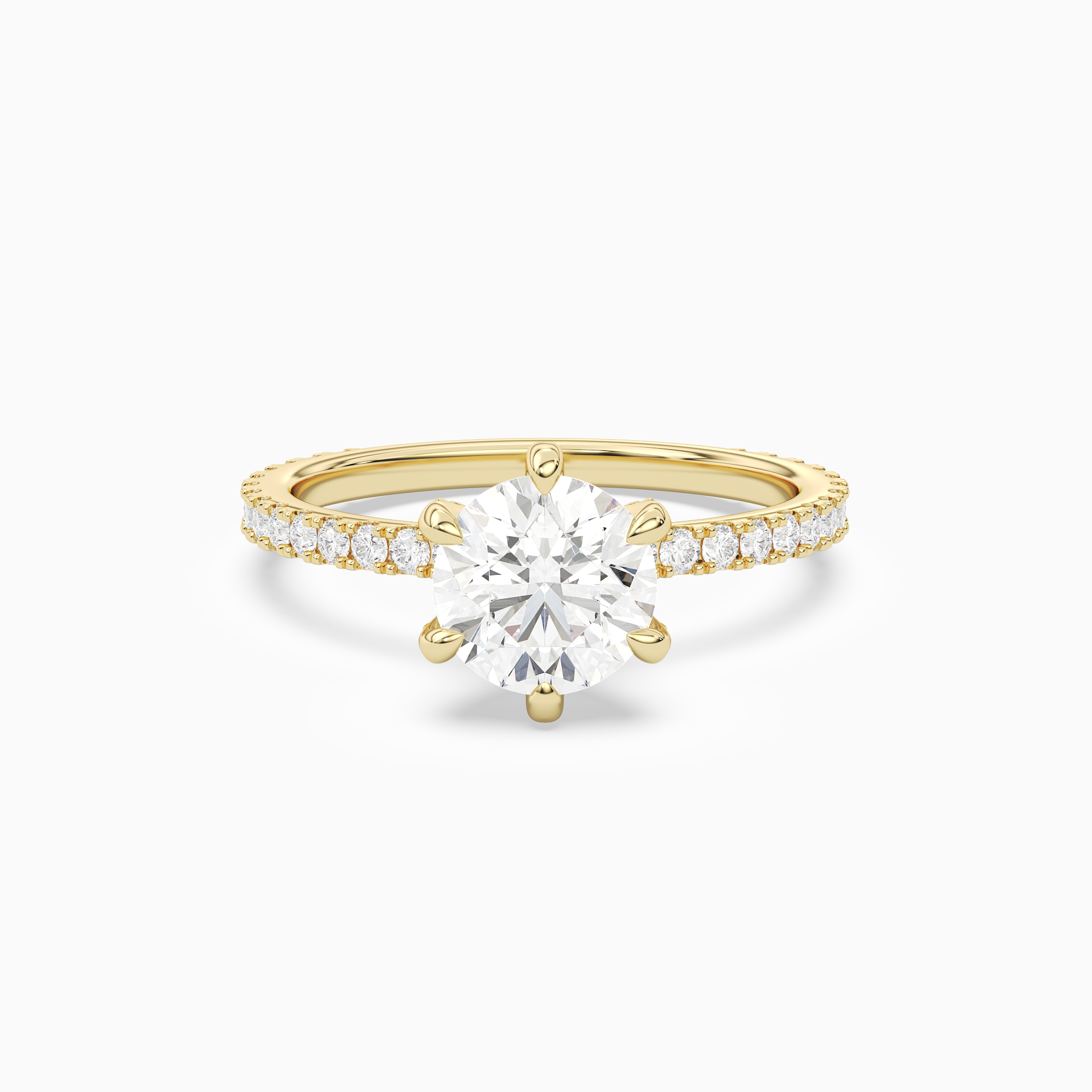 Round Hidden Halo Accent Six-Prong Pavé in 14K Yellow Gold main white