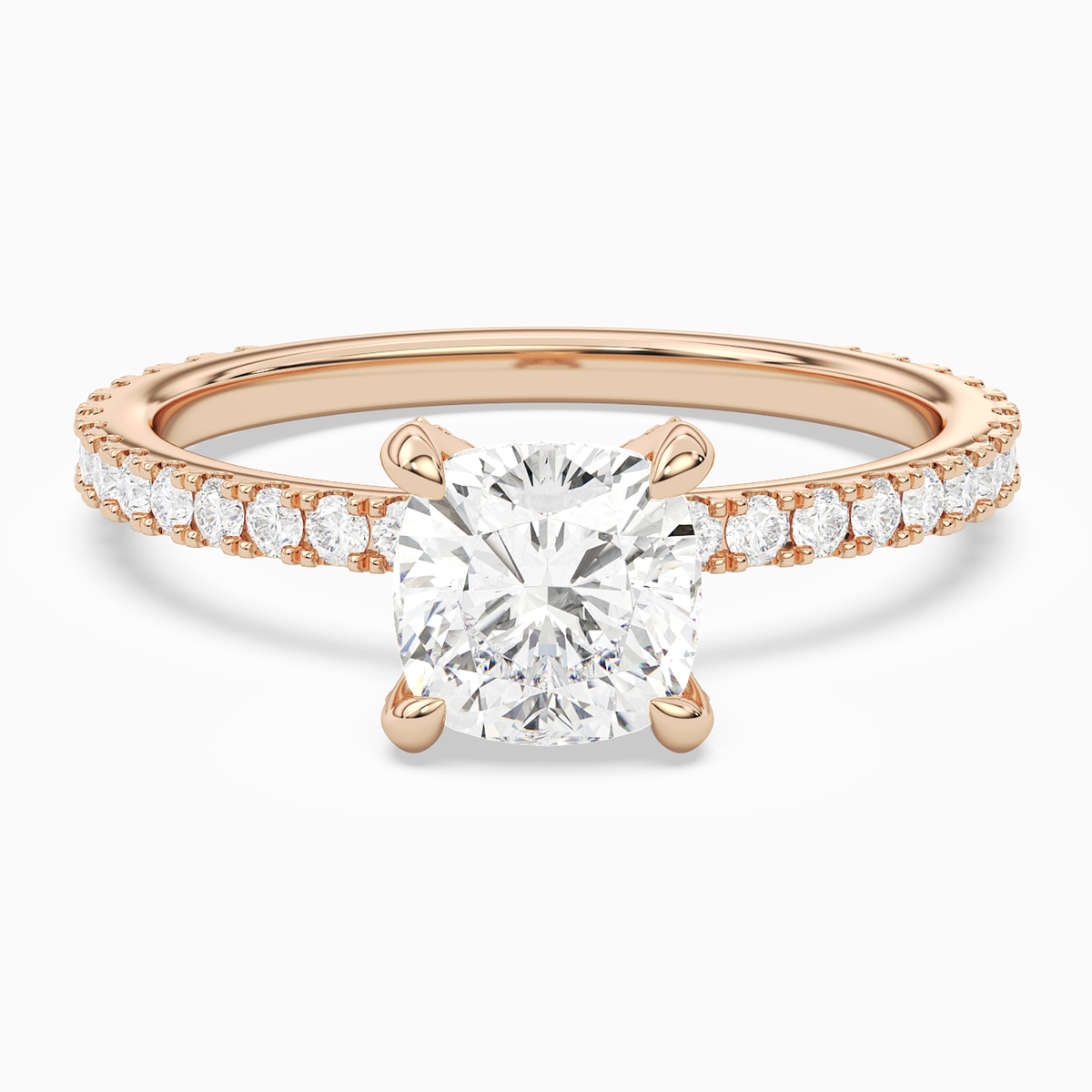 Cushion Hidden Halo Accent Luxe Pavé in 14K Rose Gold main white