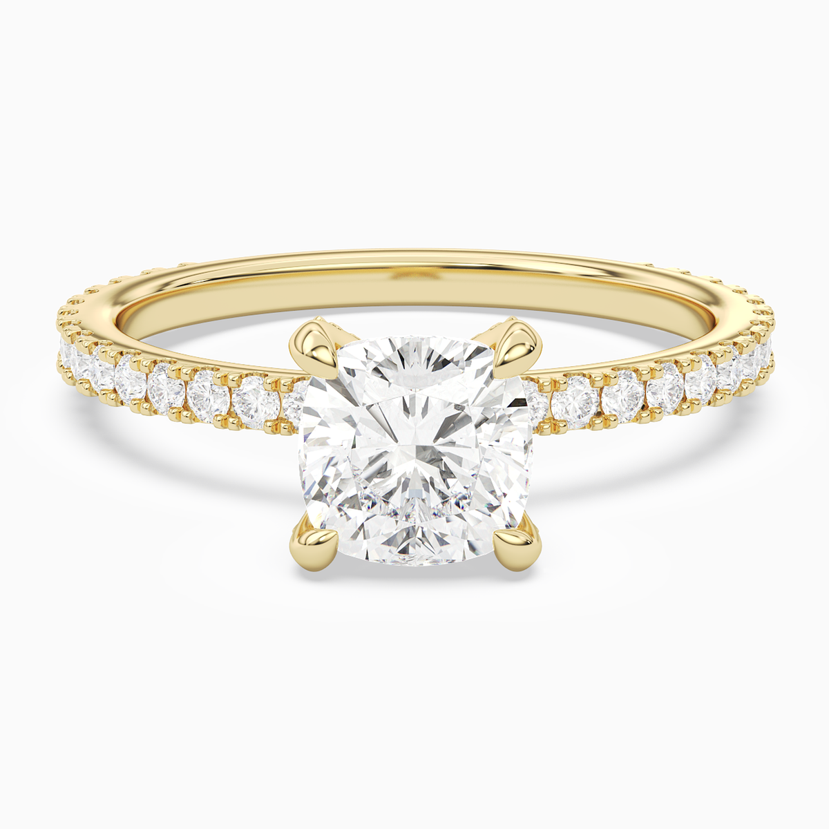 Cushion Hidden Halo Accent Luxe Pavé in 14K Yellow Gold main white