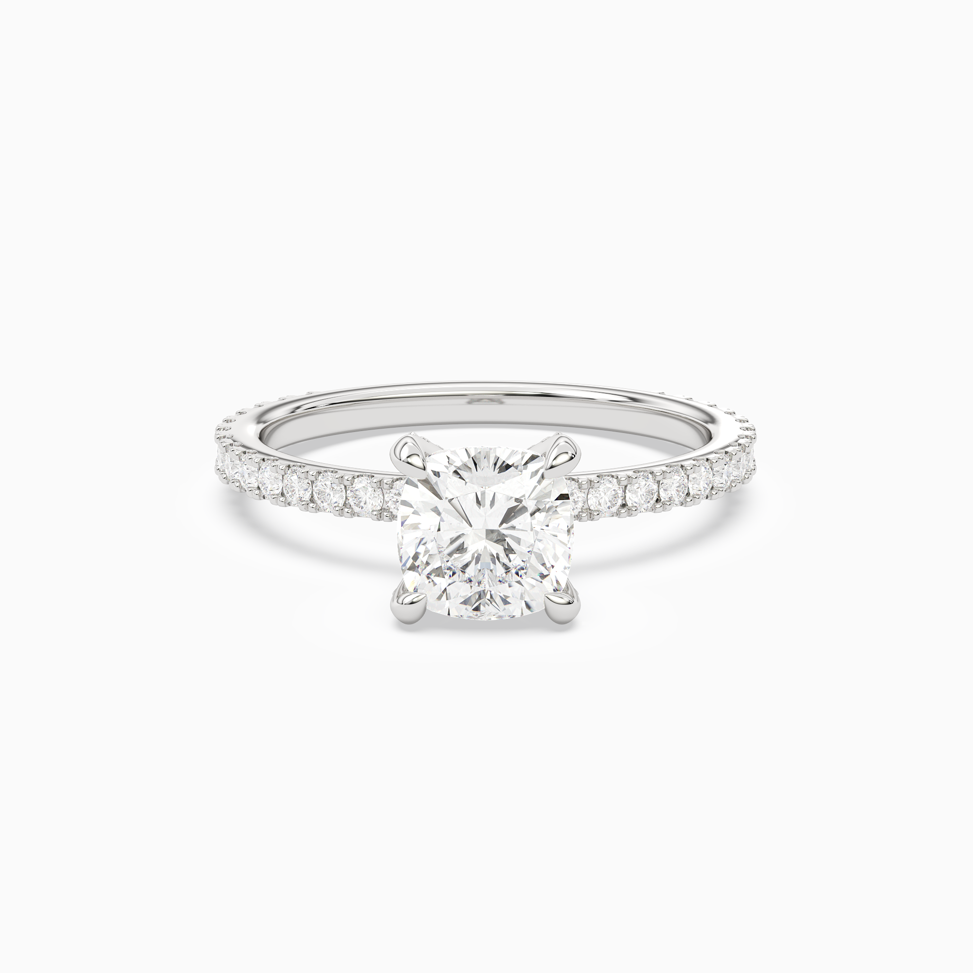 Cushion Hidden Halo Accent Luxe Pavé in 18K White Gold main white