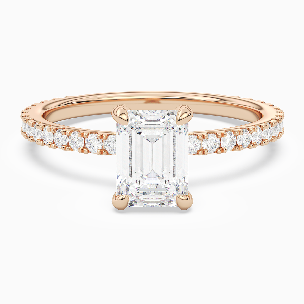 Emerald Hidden Halo Accent Luxe Pavé in 14K Rose Gold main white