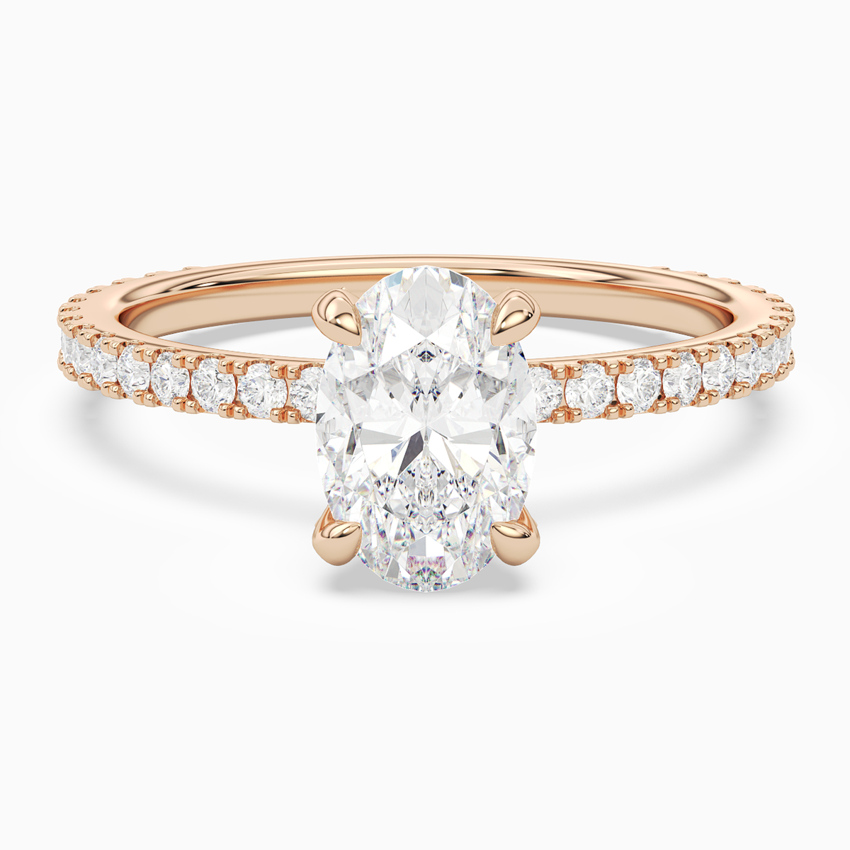 Oval Hidden Halo Accent Luxe Pavé in 14K Rose Gold main white