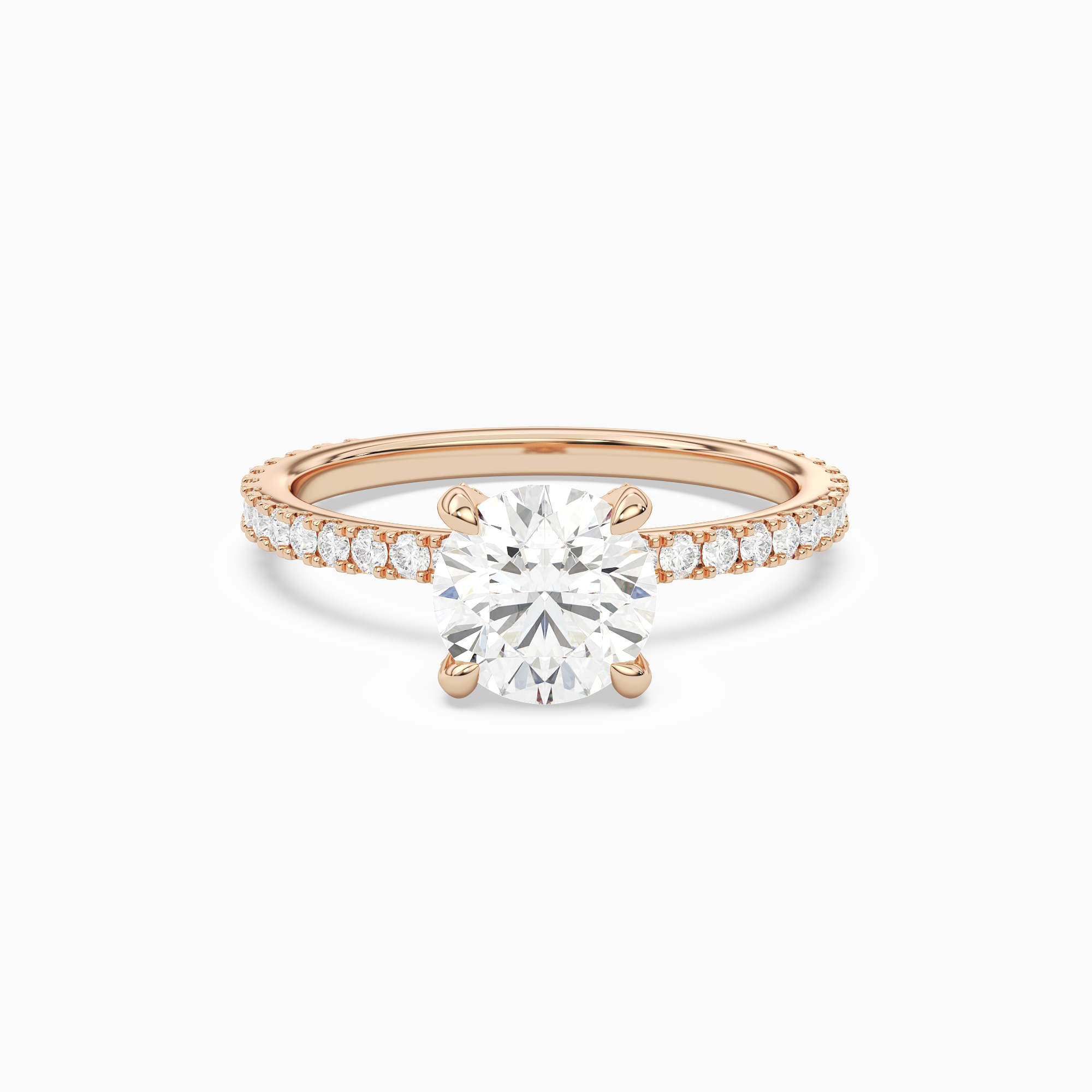 Round Hidden Halo Accent Luxe Pavé in 14K Rose Gold main white