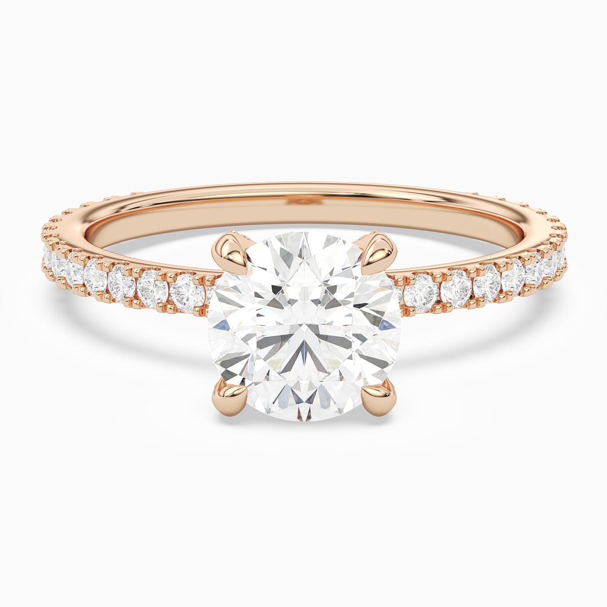 Round Hidden Halo Accent Luxe Pavé in 14K Rose Gold main white