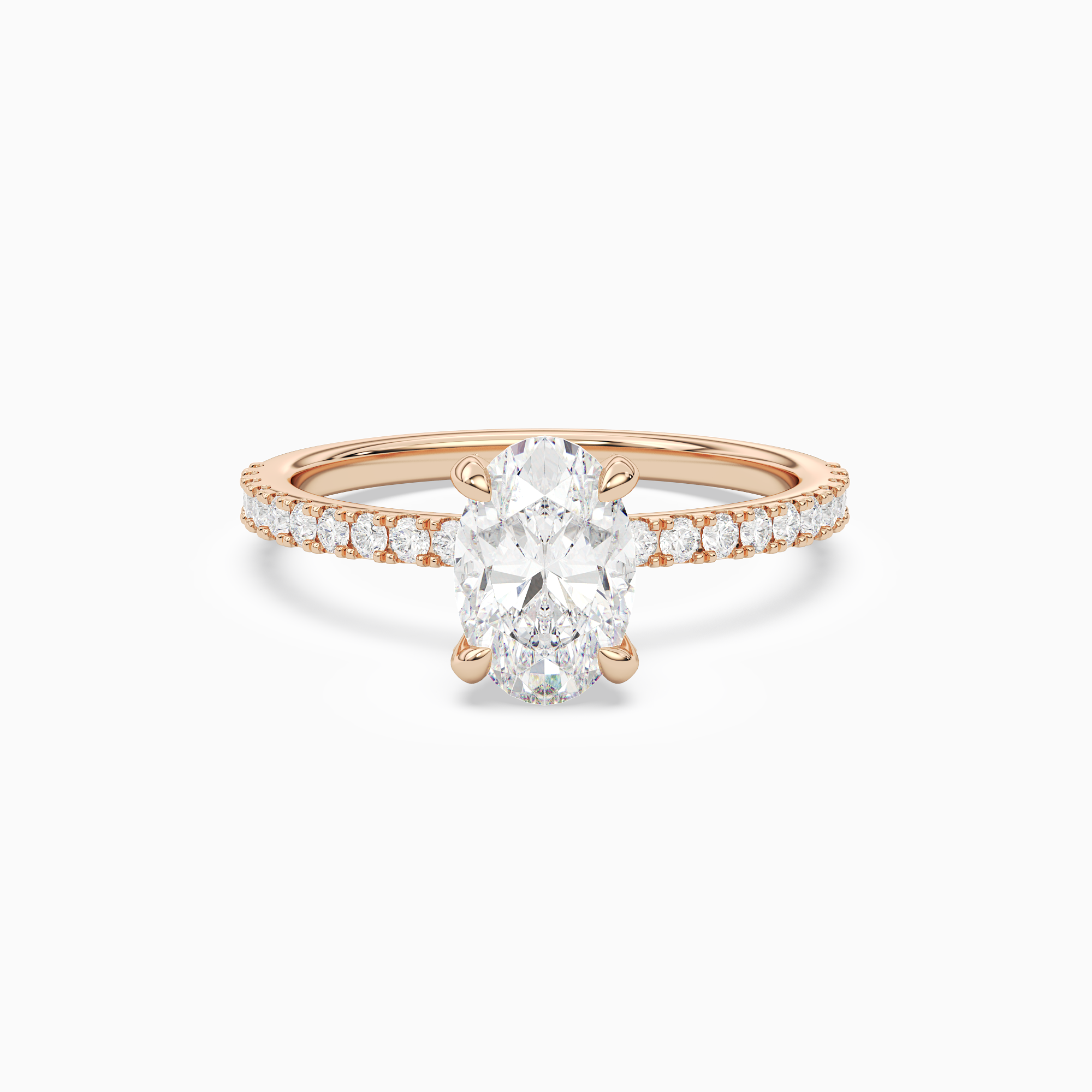 Oval Hidden Halo Accent Pavé in 14K Rose Gold main white